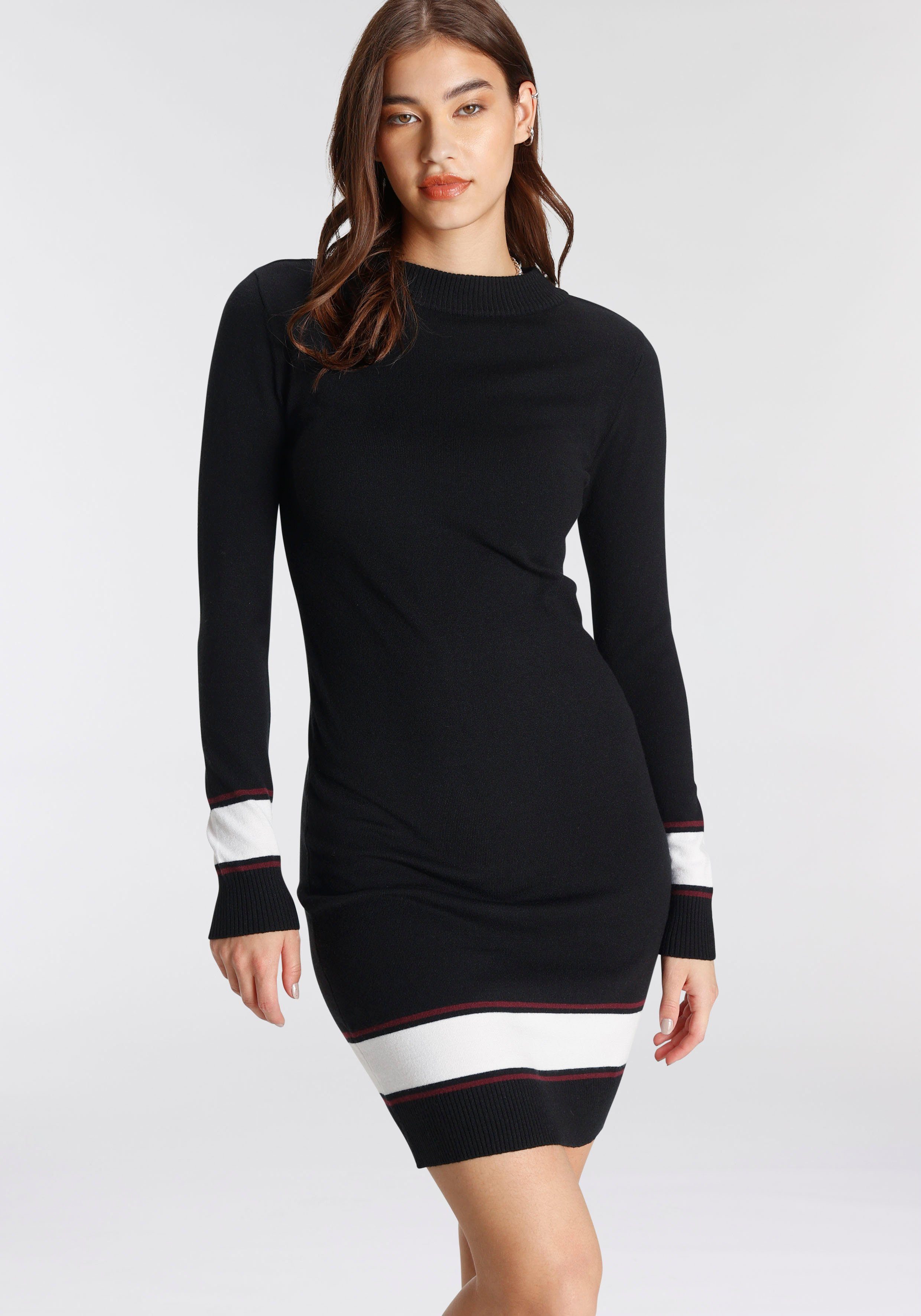 AJC Strickkleid mit Kontraststreifen aus weicher Viskosemischung günstig online kaufen