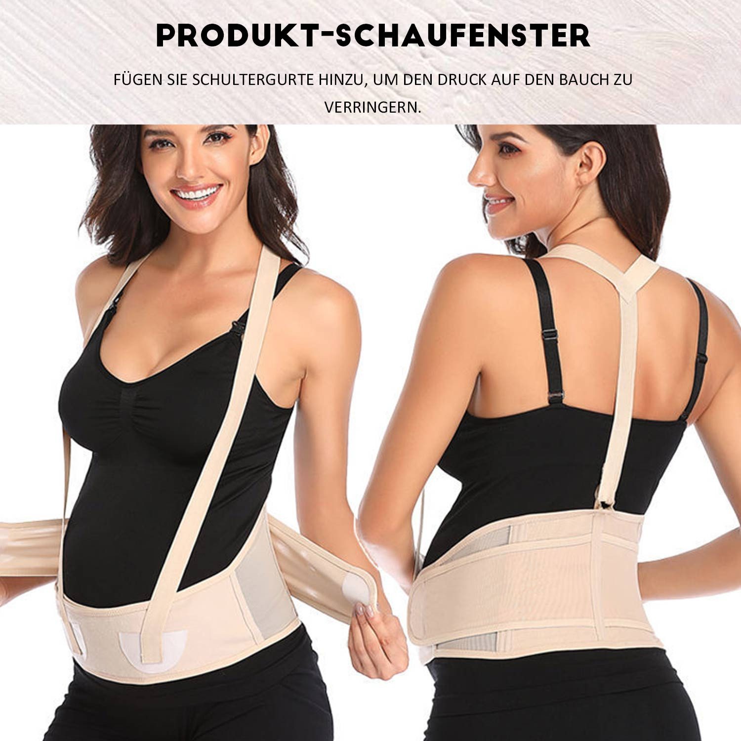 Refttenw Schwangerschaftsgürtel Verstellbarer Schwangerschafts-Bauchstützgürtel mit Schultergurten