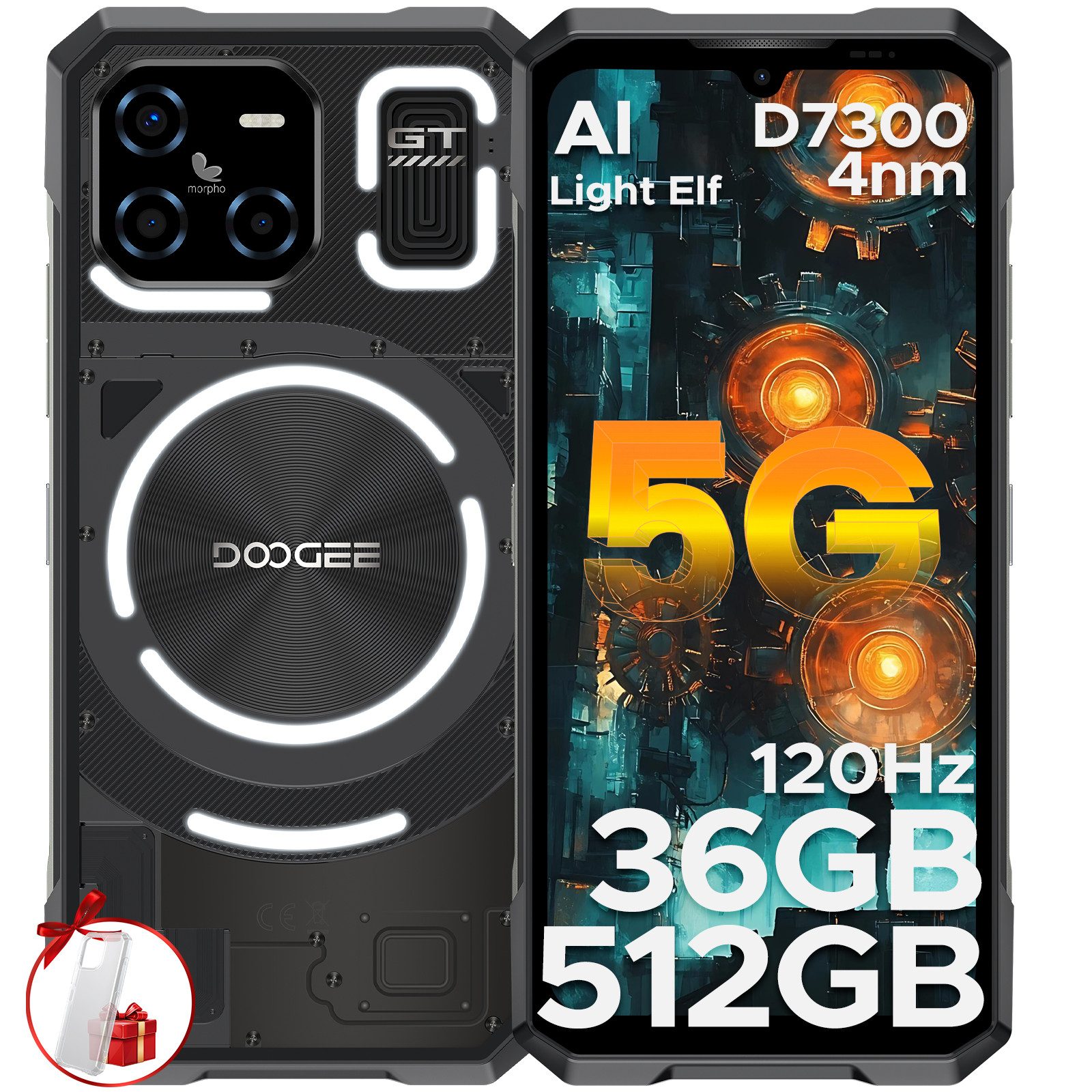 DOOGEE BLADE GT ULTRA 5G Outdoor Handy Ohne Vertrag Smartphone (6.72 Zoll, 512 GB Speicherplatz, 100 MP Kamera, 120 Hz/ LED Licht/ 5500mAh/ 33W/ NFC/ OTG/ Face ID)