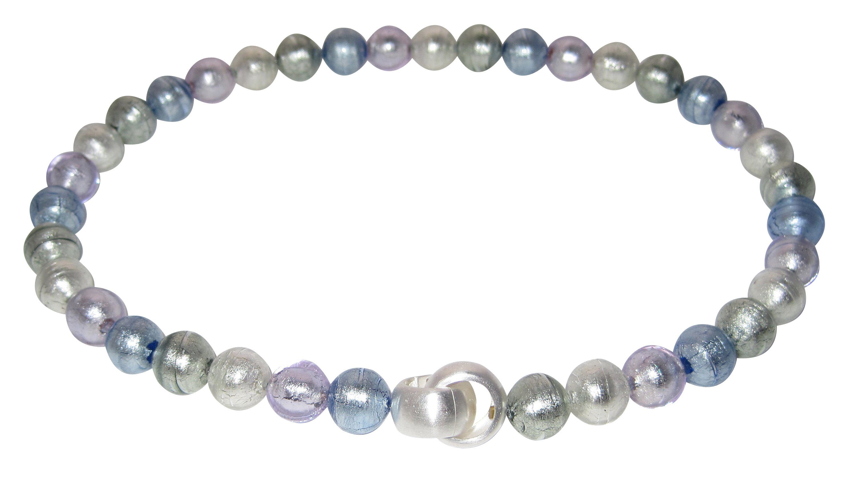Mugello Perlenkette Murano Kette Cool Water Sterlingsilber Geschenk, Muranoglas mit eingearbeitetem Blattgold, Schließe Goldschmiedearbeit