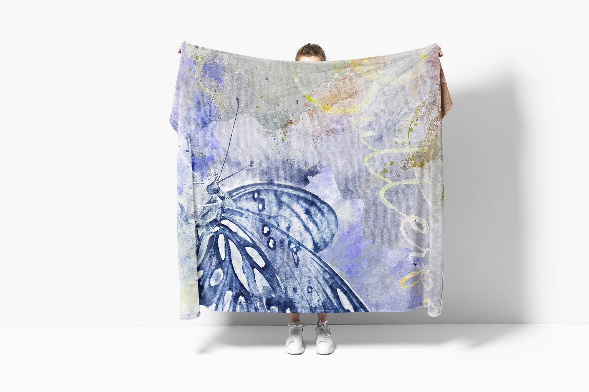 Serie SplashArt Baumwolle-Polyester-Mix Kunstvoll M, Kuscheldecke Art Handtuch Saunatuch (1-St), Handtücher Handtuch Butterfly Tier Strandhandtuch Sinus