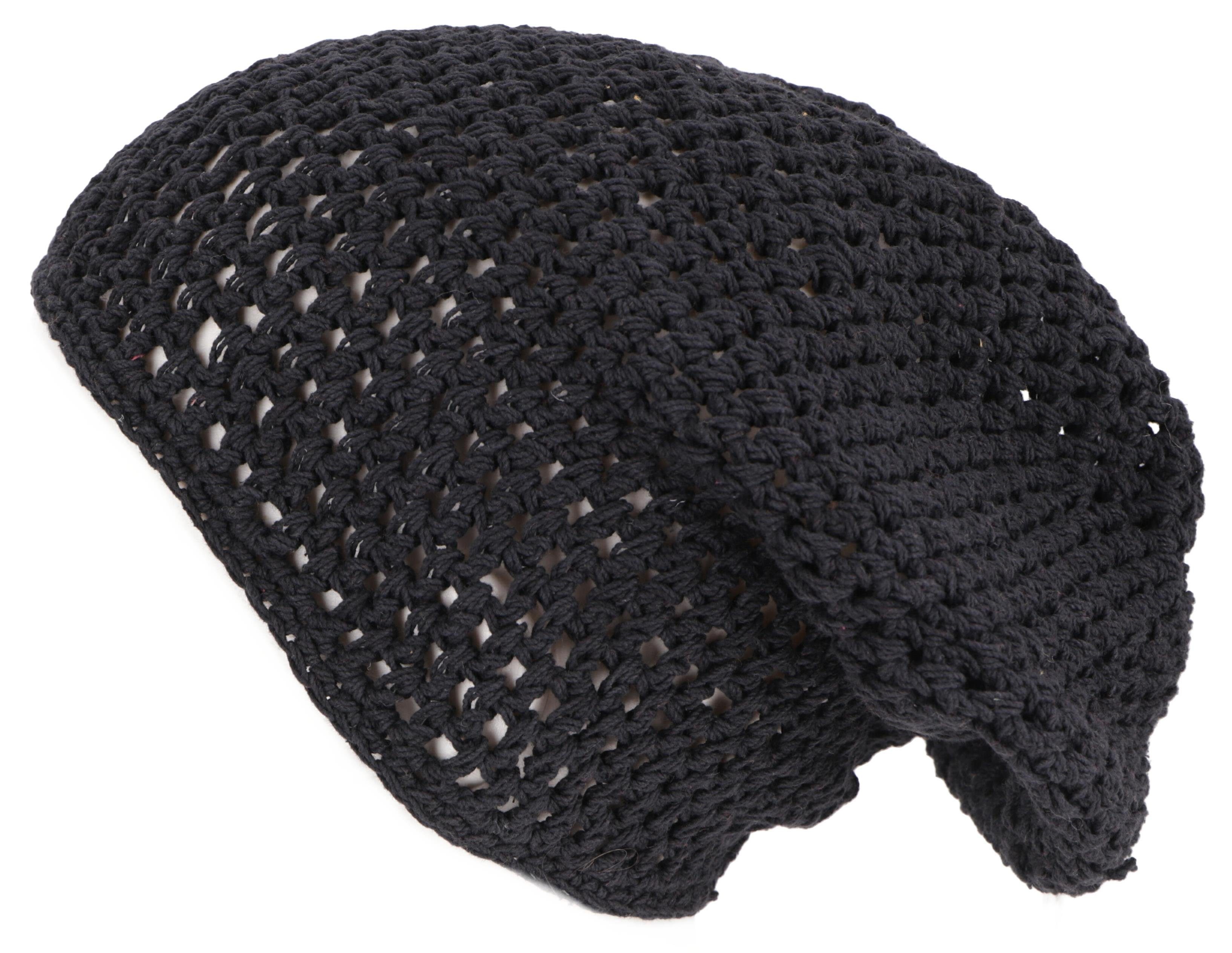 Guru-Shop Strickmütze Beanie, Baumwoll-Häkelmütze - schwarz