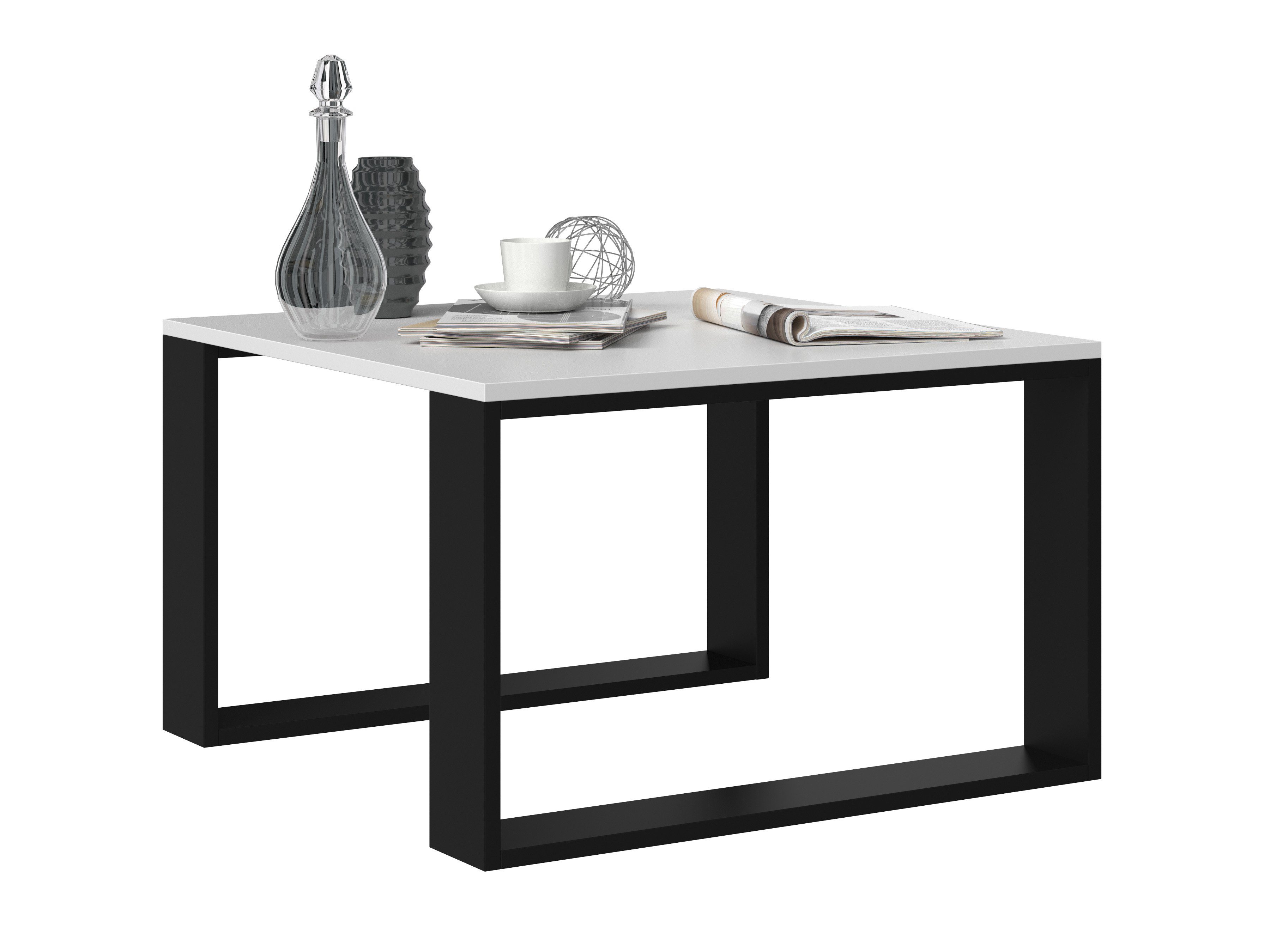 67x67x40 Design, Wohnzimmer Beistell weiß-schwarz Tisch kratzfeste Home schwarz weiß Couch, Couchtisch Loft cm Collective (LxBxH), Oberfläche, Beistelltisch