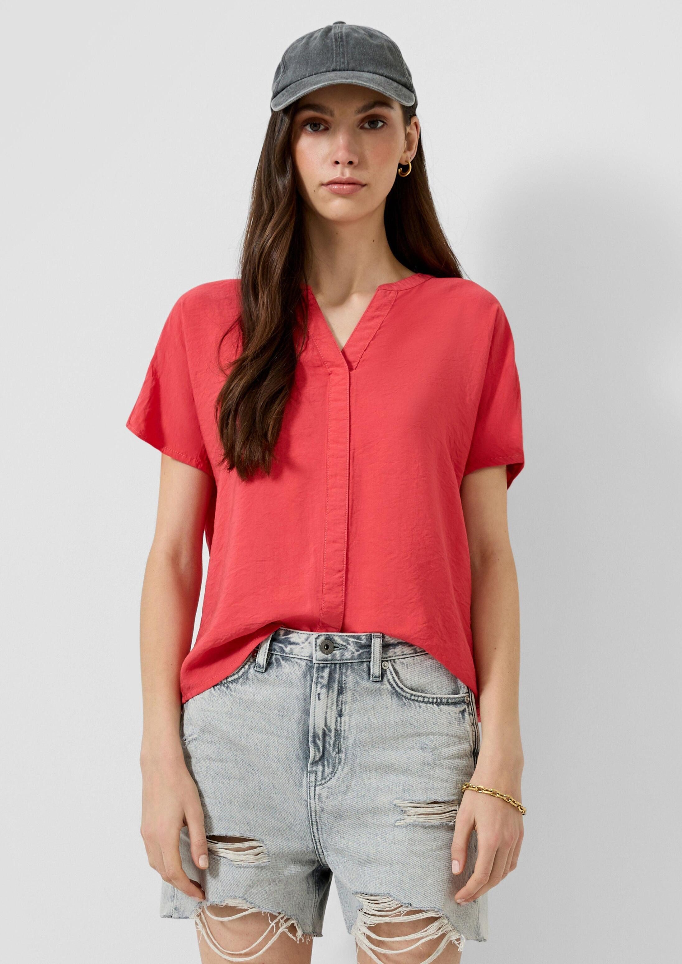 QS Kurzarmbluse Bluse Tunikabluse aus Viskosemix