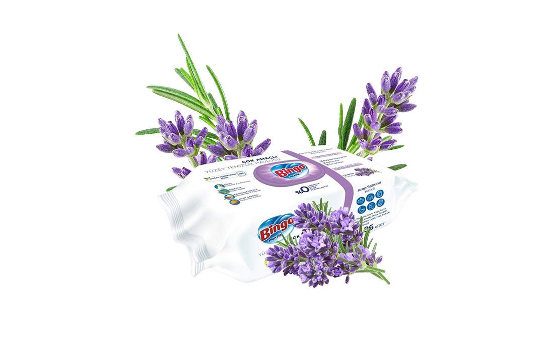 Bingo Bingo Reinigungstücher Lila mit Arabische Seife - Lavendelduft Reinigungstücher (1 Packug, Frei von Ammoniak, Phosphaten, Chlor und Formaldehyd)