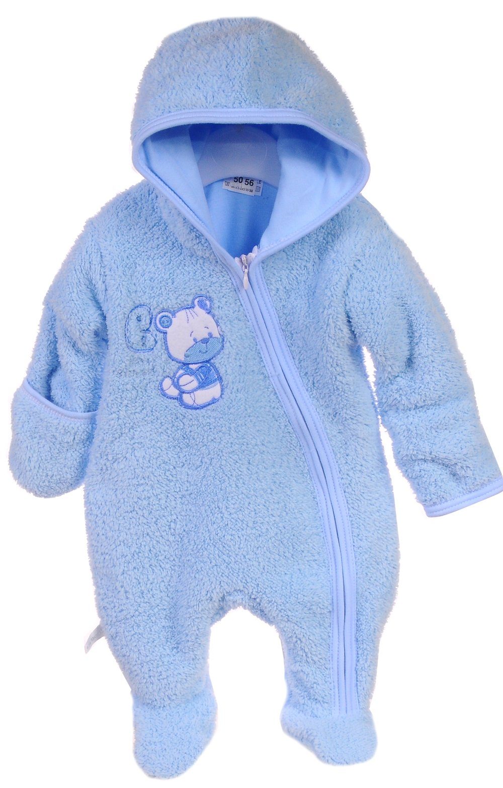 La Bortini Overall Baby Overall Wagenanzug mit Kapuze Übergangsoverall Schneeanzug aus Fleece, weich 44 50 56 62 68 74
