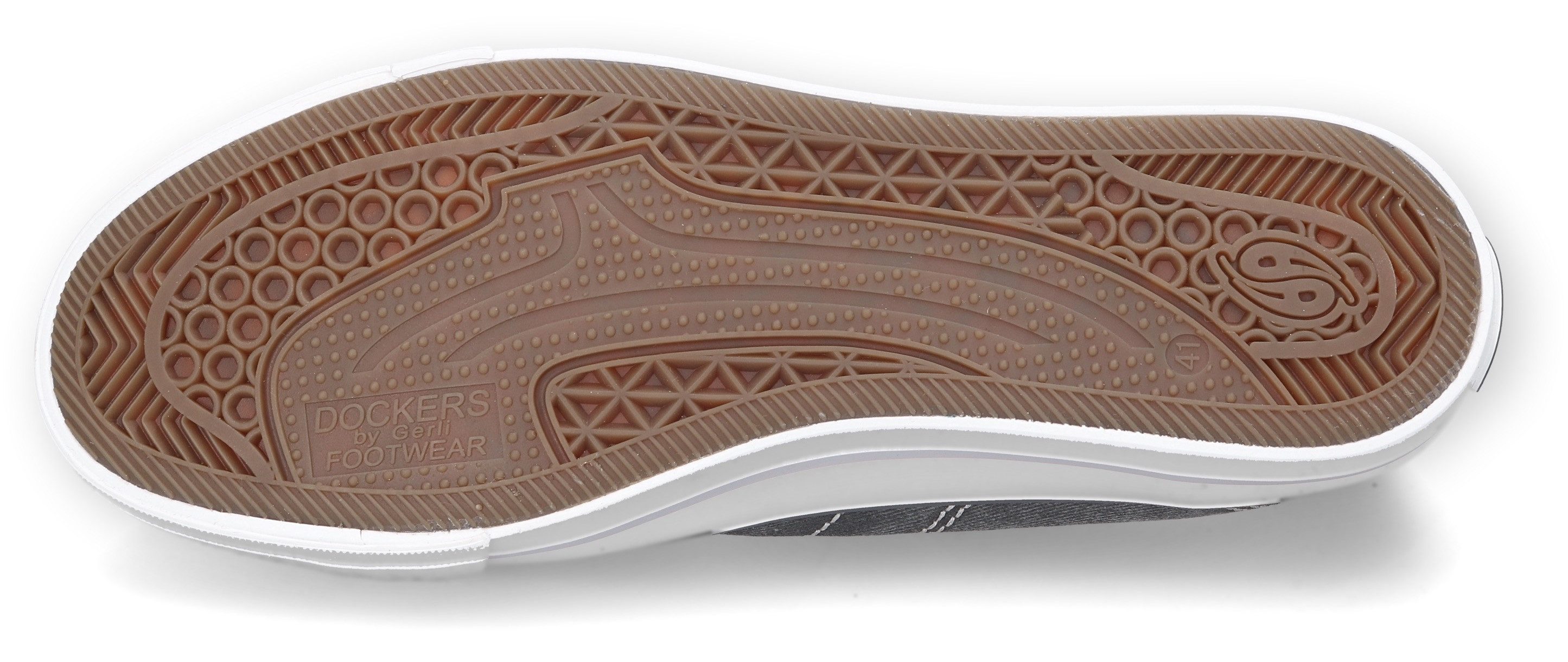 Dockers by Gerli Slip-On Sneaker, Freizeitschuh, Retro Sneaker, Fake Schnürung, in cooler Jeansoptik