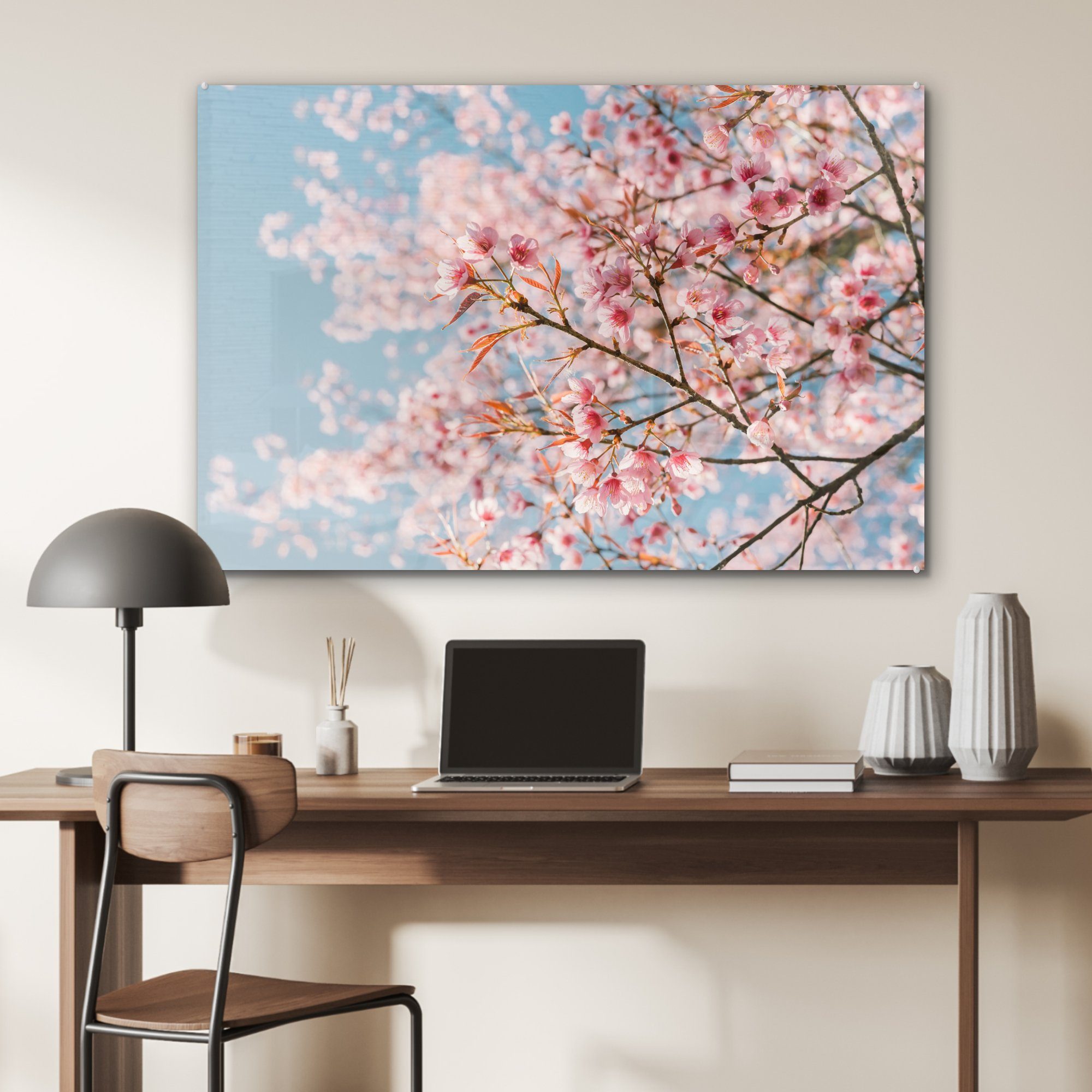 - Zweige, Schlafzimmer Acrylglasbilder St), Sakura (1 & MuchoWow Wohnzimmer Frühling - Acrylglasbild