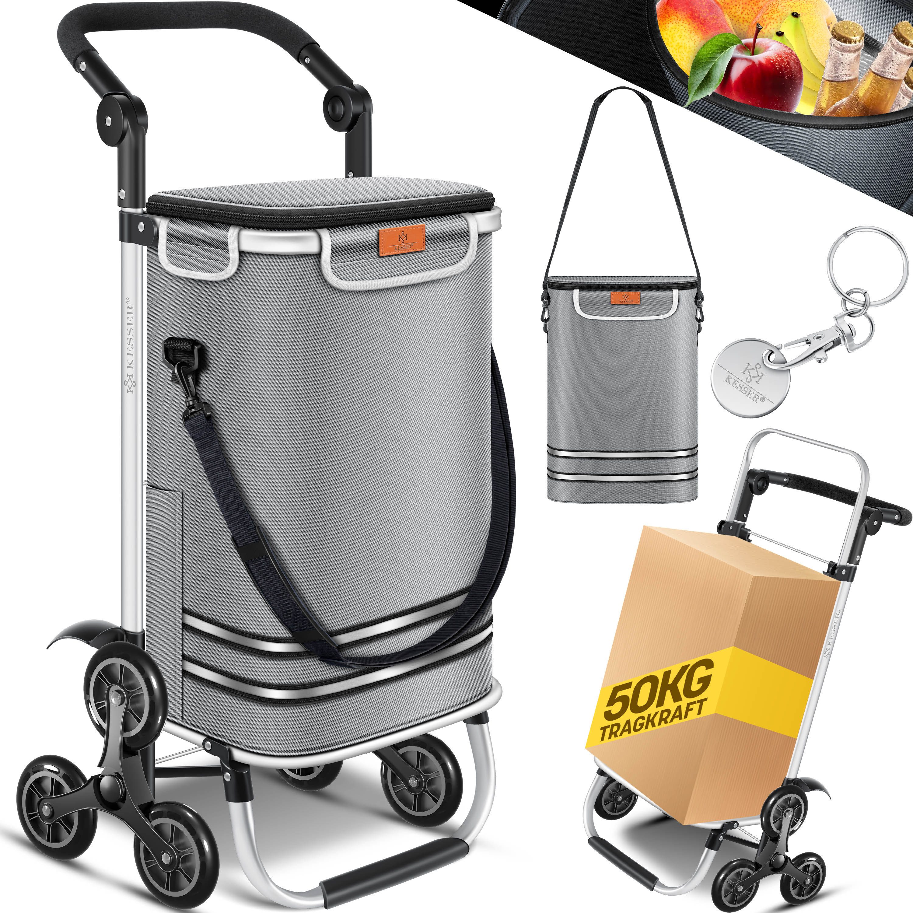 KESSER Einkaufstrolley, Einkaufstrolley mit Kühlfach ideal für Stufen belastbar bis 50kg