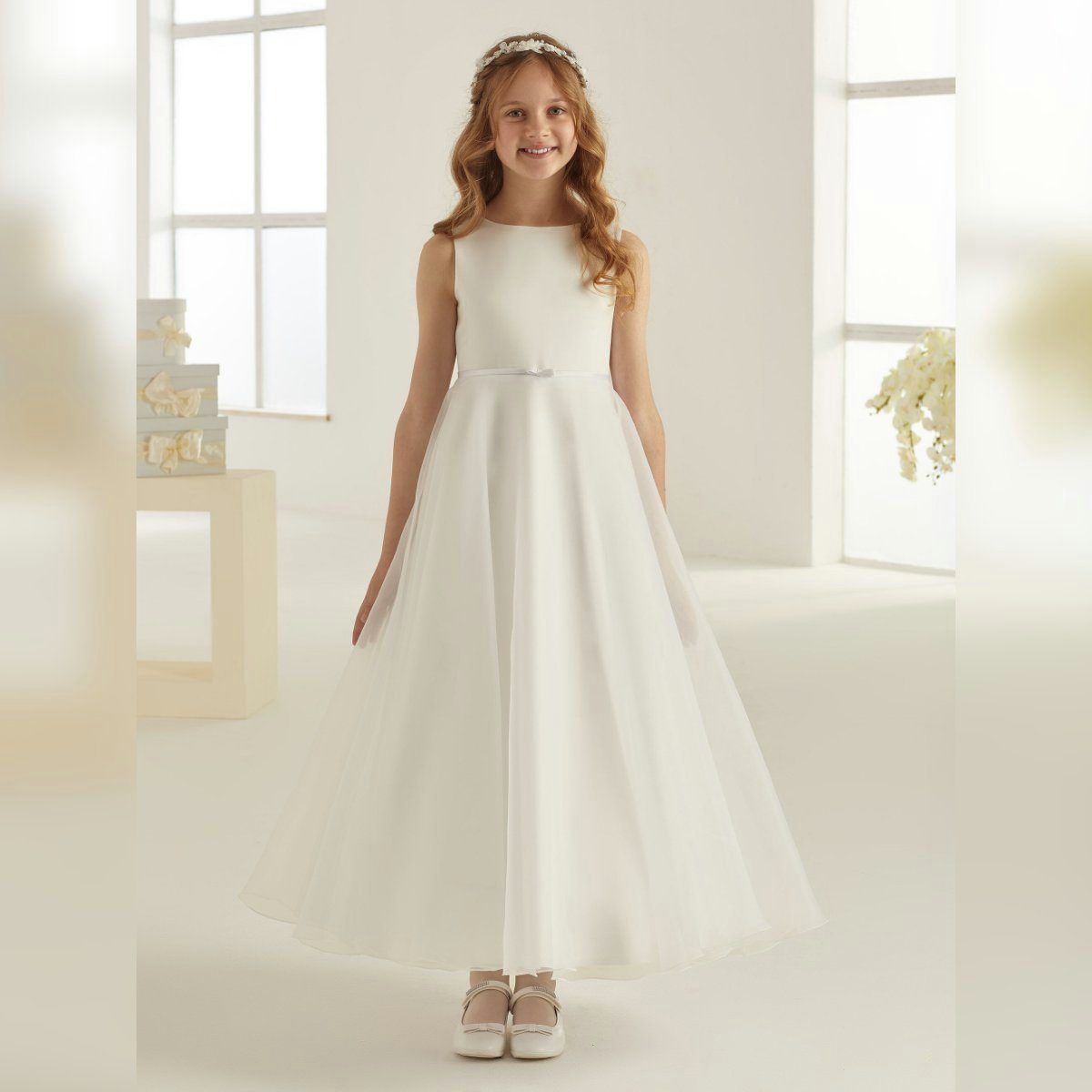 Bianco Evento Partykleid Kommunionkleid ME1900 Weiß, Ivory Bianco Evento Blumenmädchenkleid