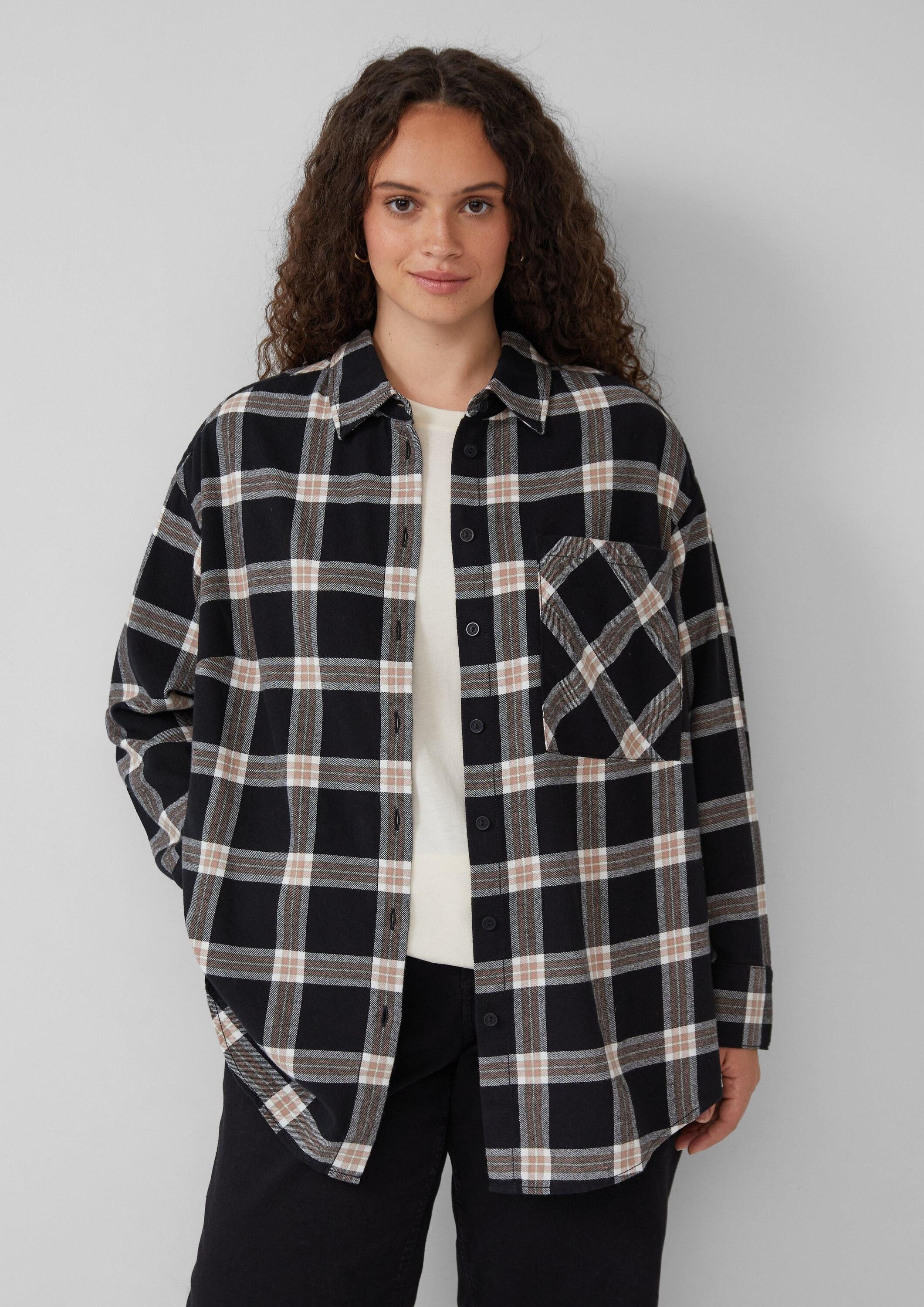 QS Langarmbluse Bluse Bluse aus Baumwollflanell günstig online kaufen