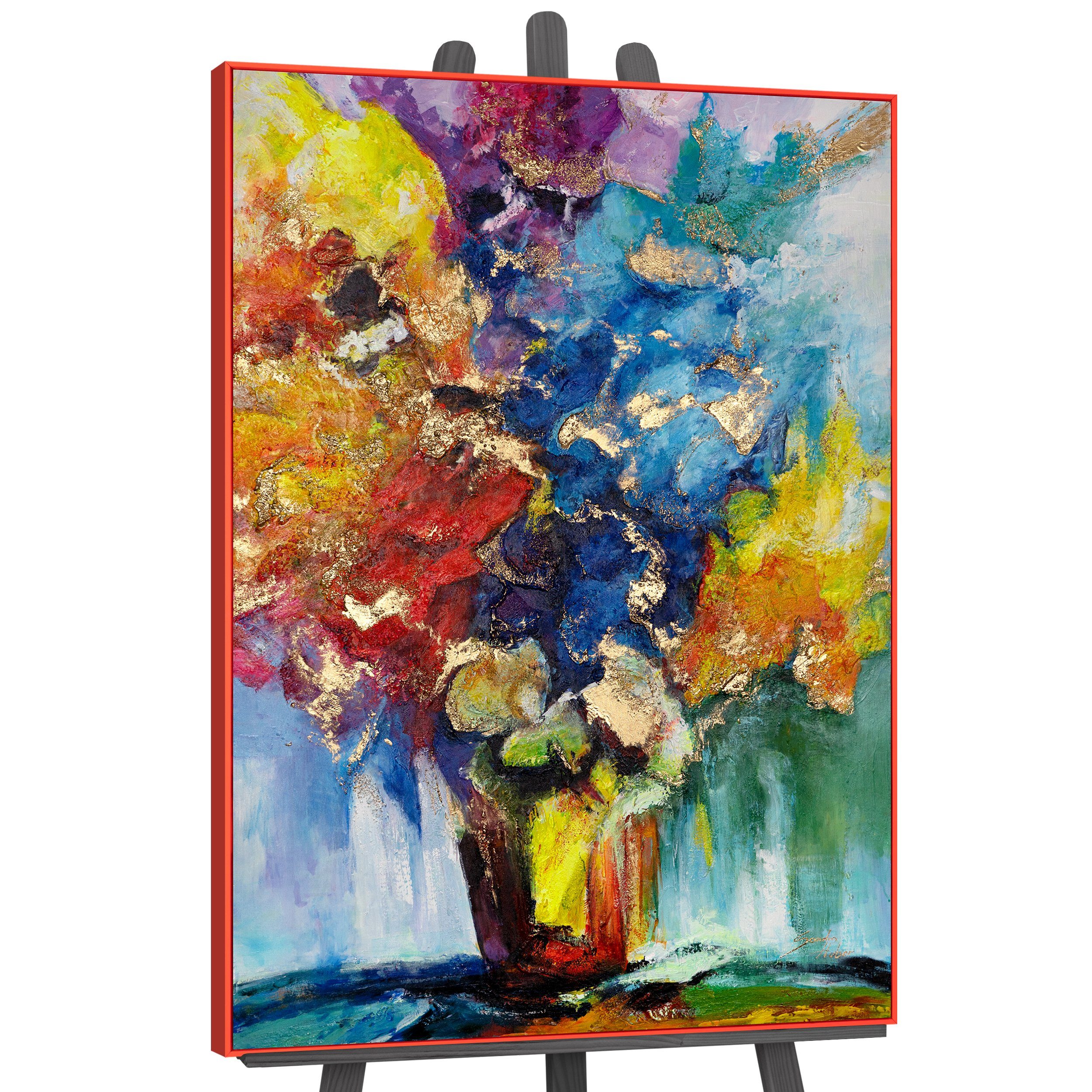 YS-Art Картина Sonnenblumenstrauß, Blumen, Blumen in einer Vase in bunten Farben im Schattenfugenrahmen