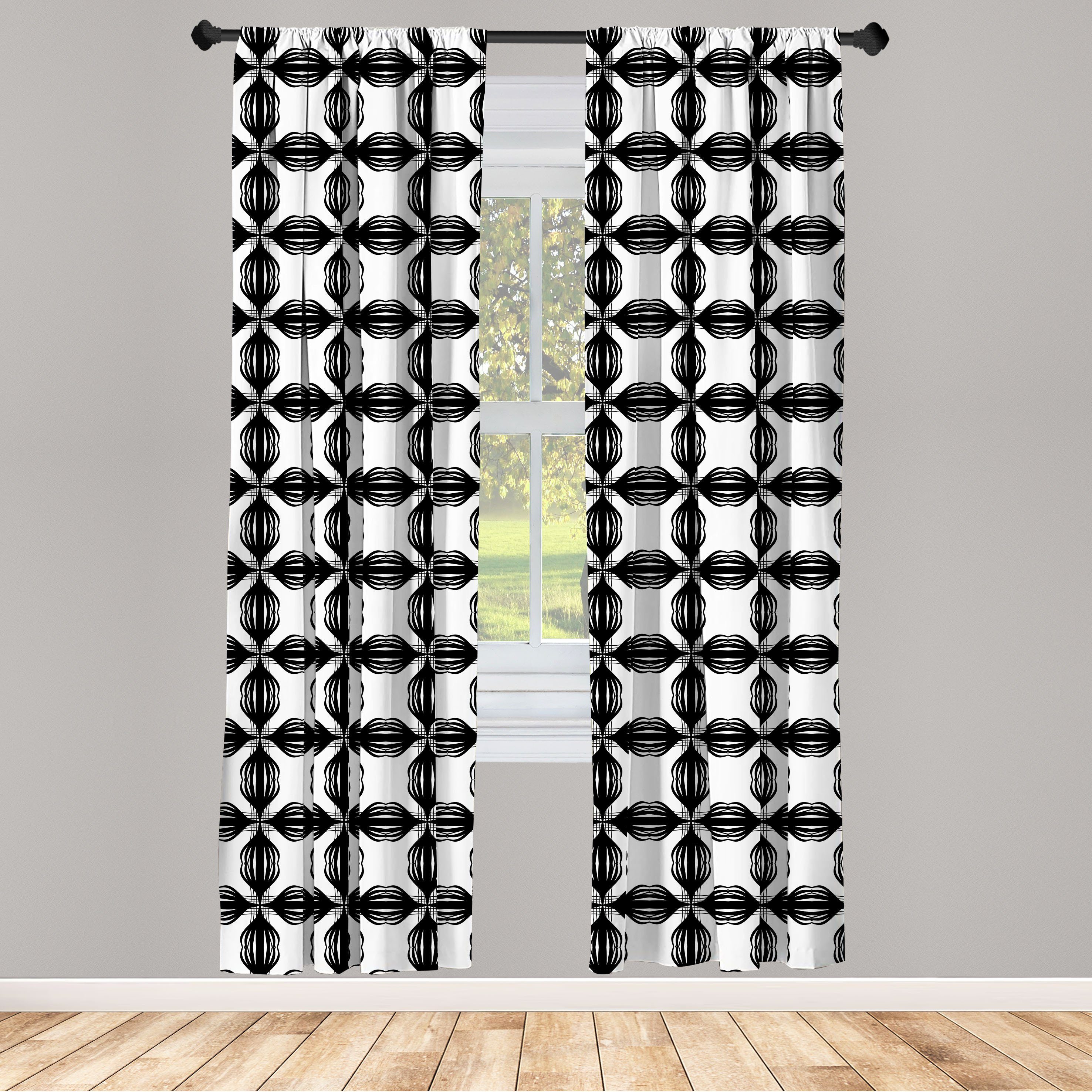 Gardine Vorhang für Wohnzimmer Schlafzimmer Dekor, Abakuhaus, Microfaser, Abstrakt Monochrome Abstrakt Artikel