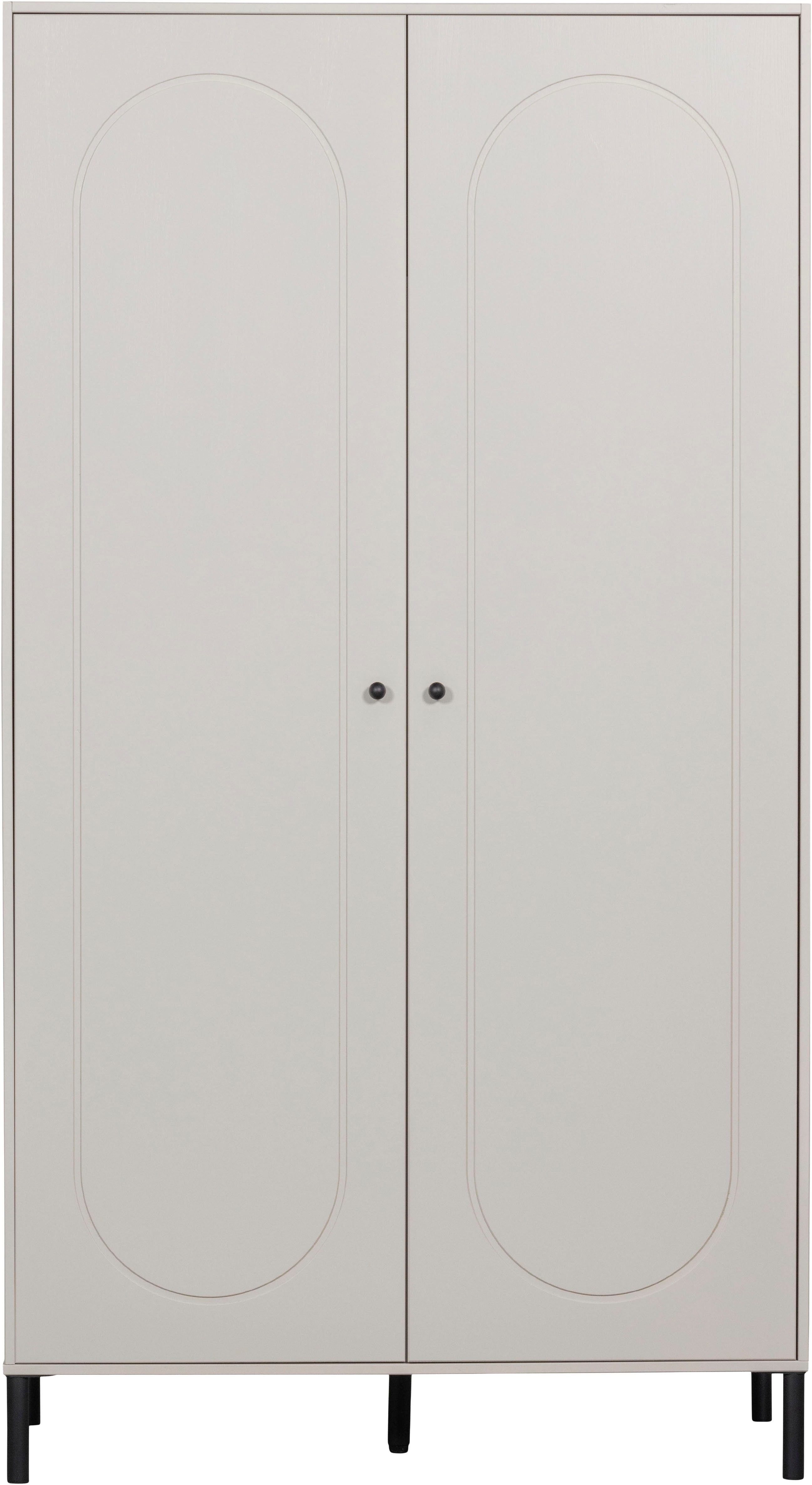 WOOOD Garderobenschrank Xina mit geschliffener Oberfläche und HDF-Rückwand (2-türig) FSC® Massivkiefer, 15 cm Standfuß, Hänge- und Legbereich