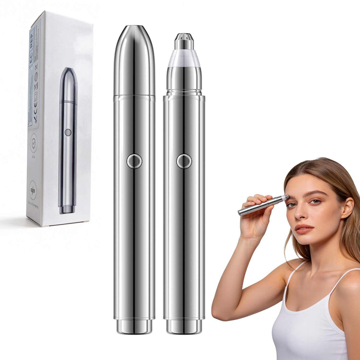 Vashoy Augenbrauenrasierer Augenbrauen trimmer damen, LED-Beleuchtung, geräuschloses Design, lange Akkulaufzeit, 3-tlg., umfassende Augenbrauenpflege mit einem Klick, Augenbrauenrasierer elektrisch