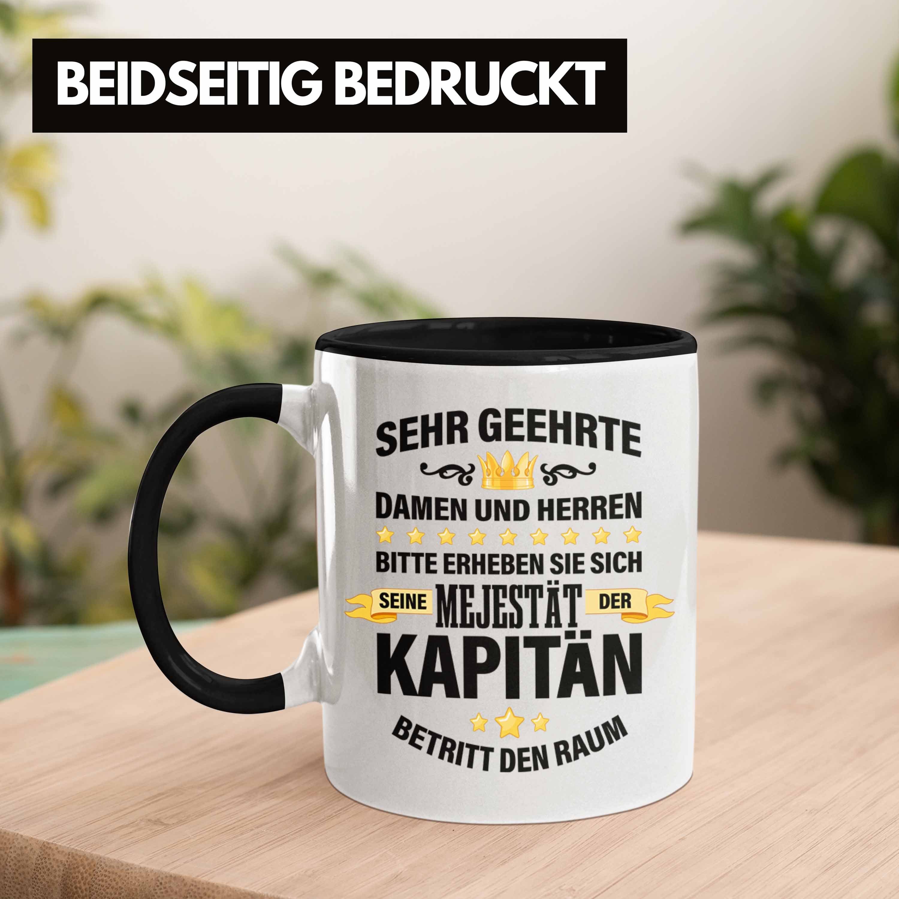 Schwarz Tasse Tasse Trendation Geburtstag Geschenkidee Kapitän Geschenk Trendation Vater Spruch Männer - Käpten