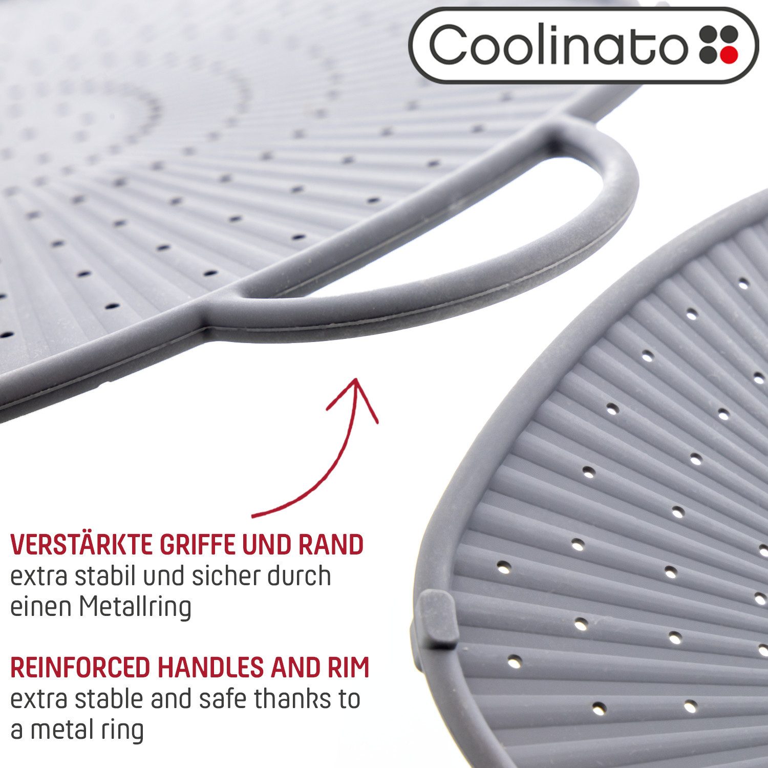 Coolinato Spritzschutzdeckel Coolinato Silikon Universal Spritzschutz 3in1 GRAU, (1-tlg)