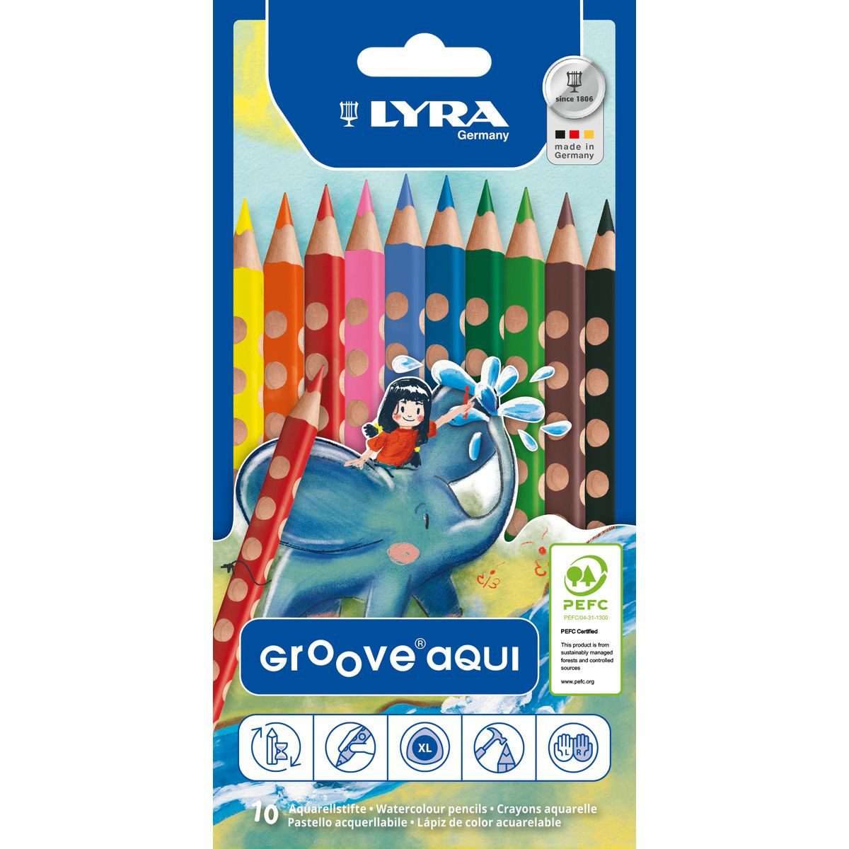 LYRA Aquarellstifte LYRA Aquarellstifte Groove aqui 10 Stück Kartonetui