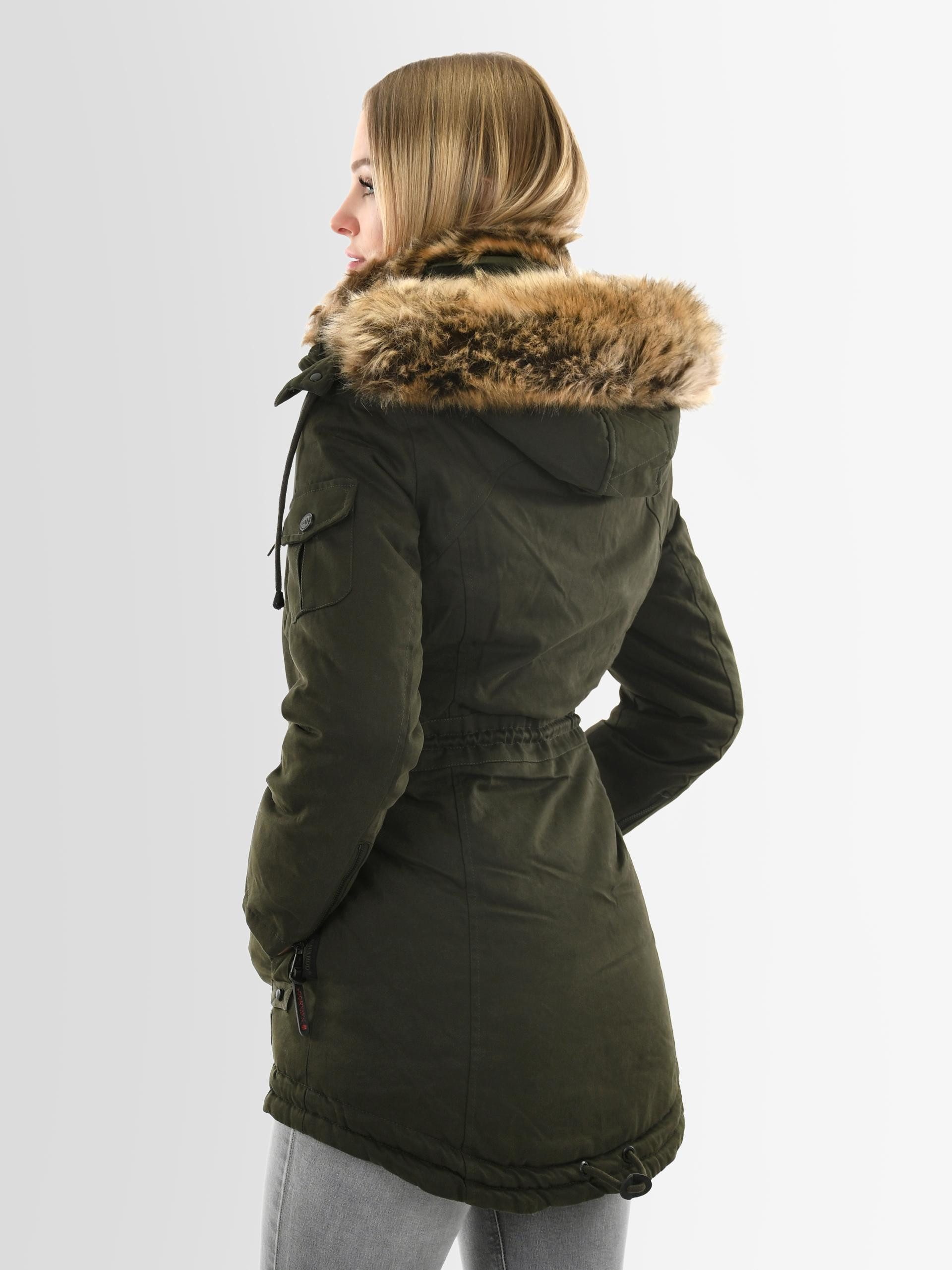 Navahoo Winterjacke Navahoo warme Damen Winter Jacke Parka lang Mantel Winterjacke Fell Winterjacke mit voluminösem Kunstfellkragen