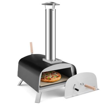 COSTWAY Pizzaofen, inkl. Pizzaschieber & Pizzastein, Holz, bis zu 450 °C