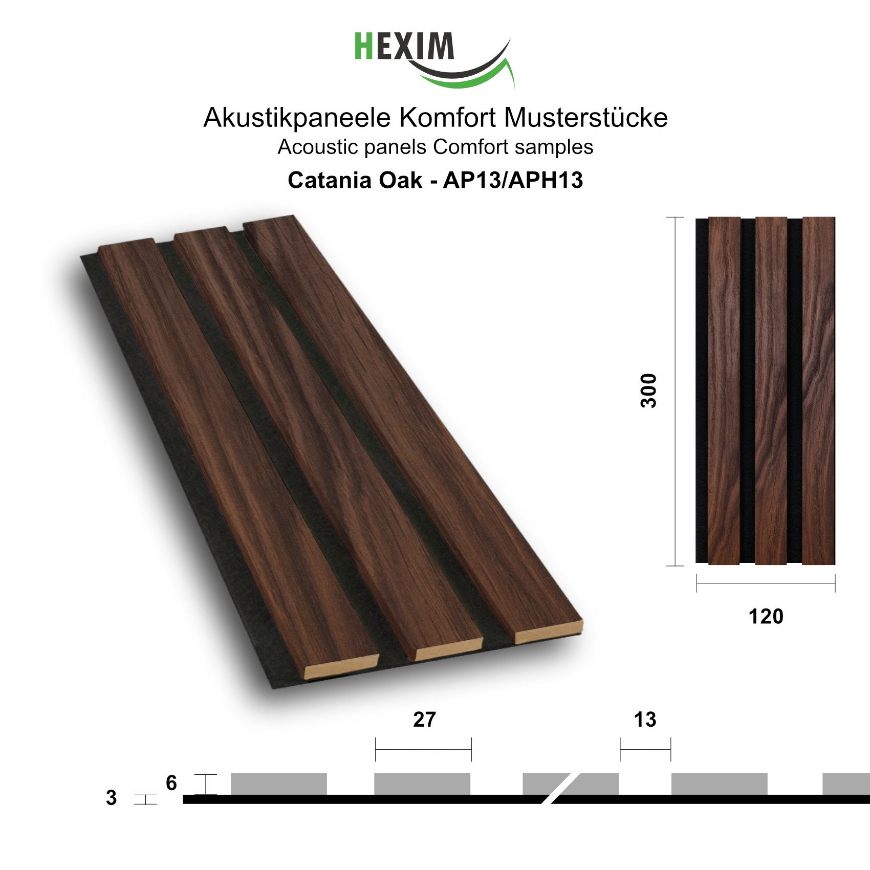 Hexim Wanddekoobjekt Catania Oak (Akustikpaneele Musterstück günstig online kaufen