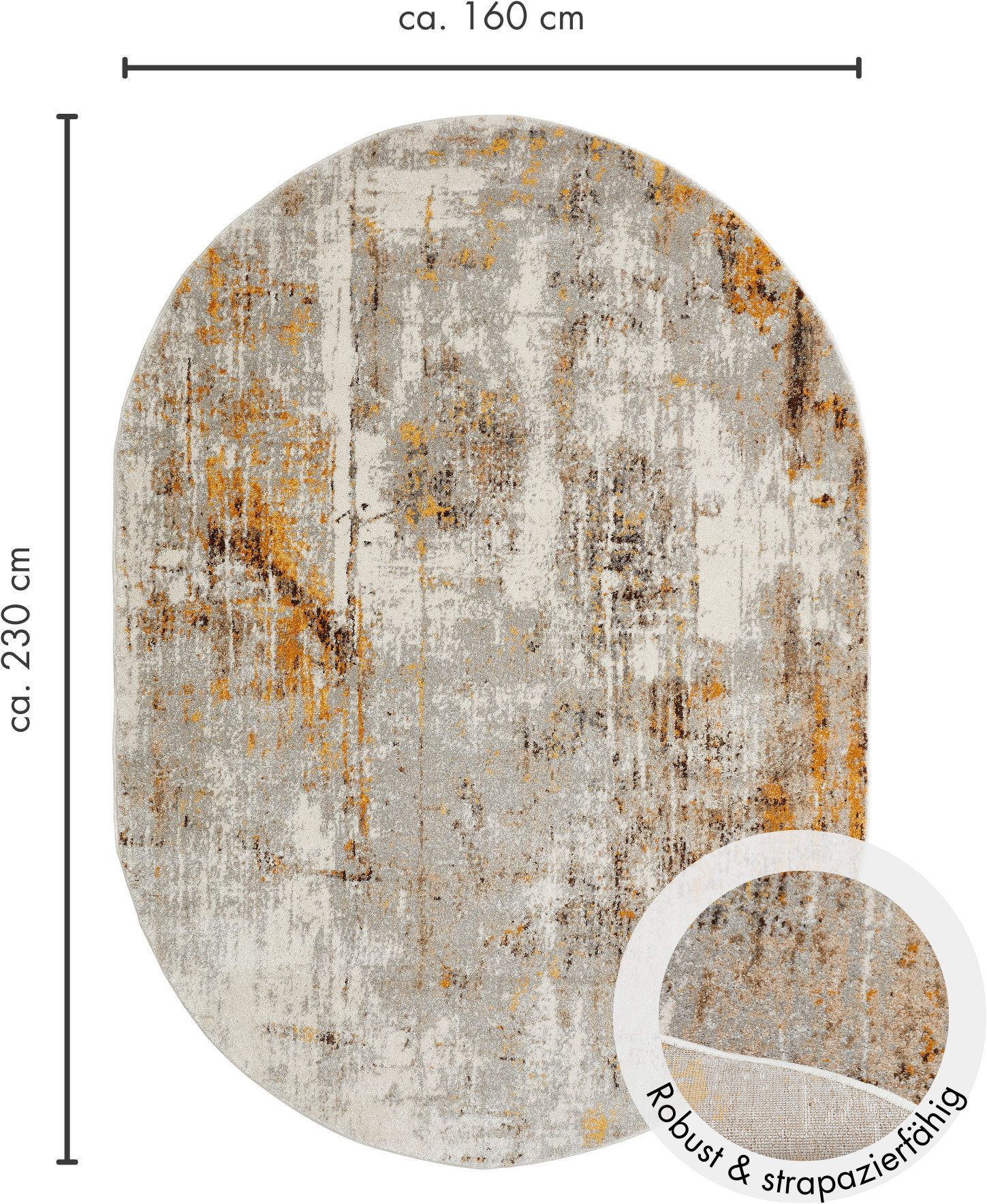 LUXOR living Teppich Montreal, oval, Höhe: 12 mm, Kurzflor, modernes Design, Wohnzimmer, Schlafzimmer