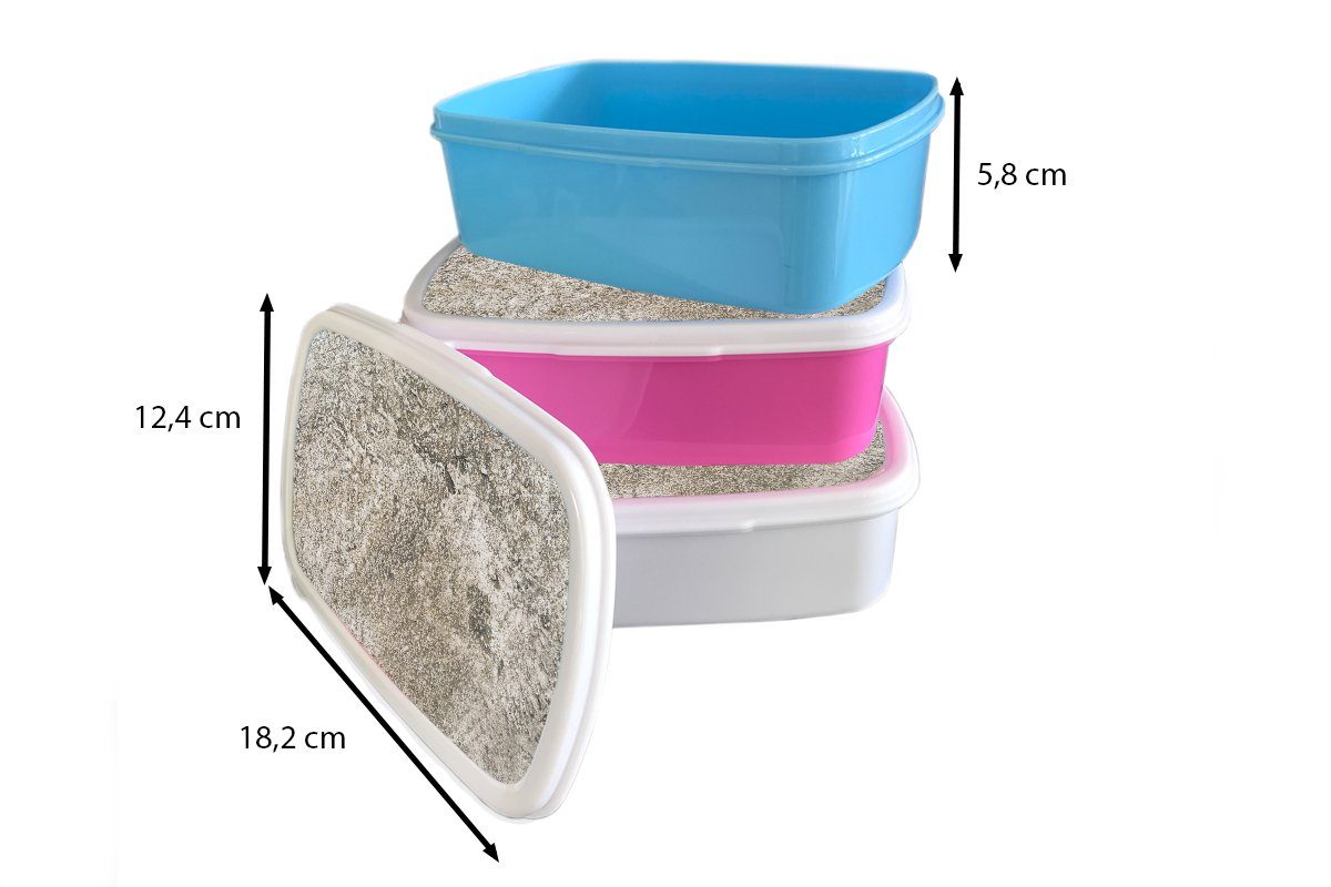 MuchoWow Lunchbox Zement - Antik für Kunststoff, Brotbox Brotdose Kunststoff rosa Kinder, (2-tlg), Beton Erwachsene, Snackbox, Grau, Mädchen, - 