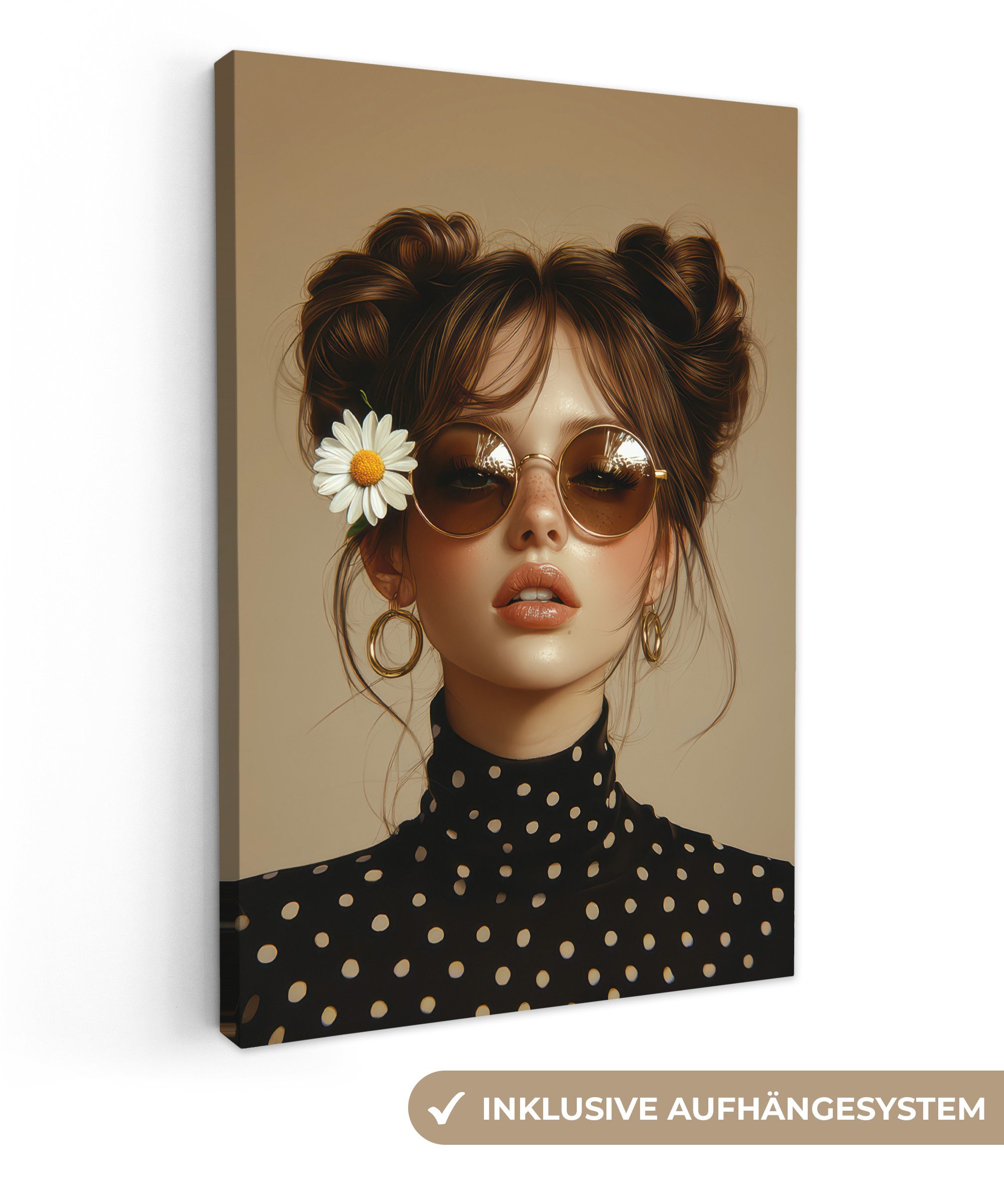OneMillionCanvasses® Leinwandbild Frau - Beige - günstig online kaufen