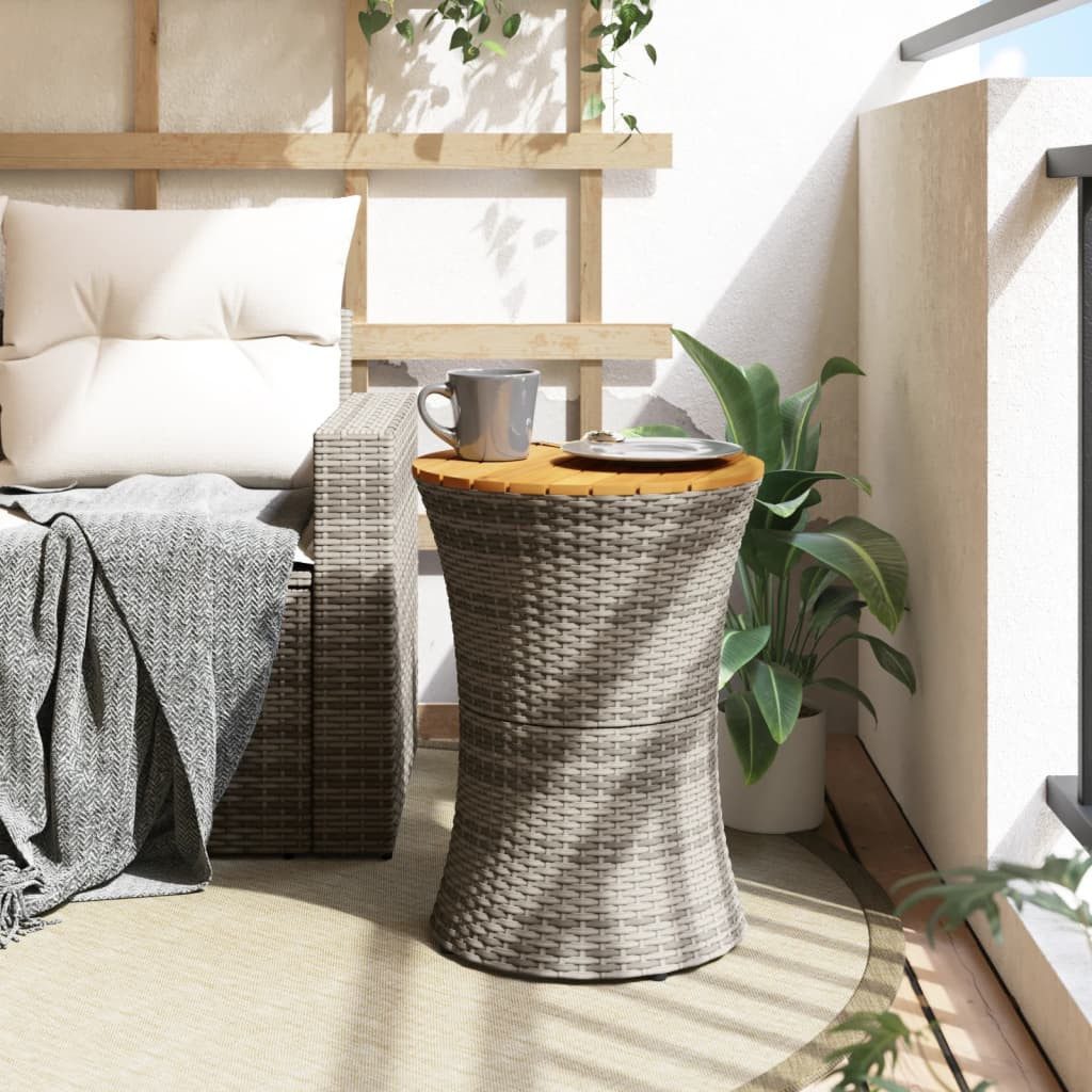 vidaXL Gartentisch Garten-Beistelltisch Trommelform Grau Poly günstig online kaufen