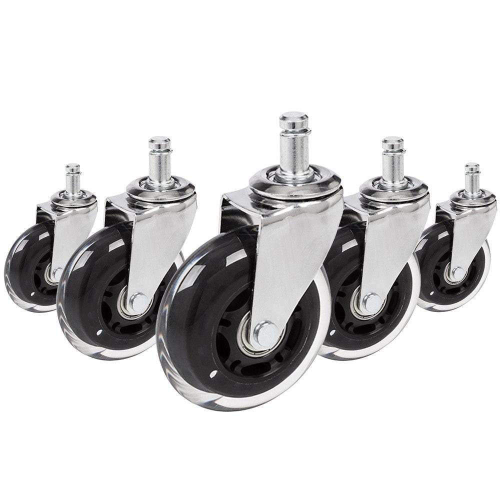 hjh OFFICE Stuhlrolle Stuhlrollen 5X Rolo Skate Ct 11Mm/75Mm, (5er Pack), Hartbodenrollen Bürostuhl, Rollen für Schreibtischstuhl