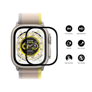 Wigento Smartwatch-Hülle Für Apple Watch Ultra 1 + 2 49mm 3D 0,3mm H9 Hart Glas Transparent