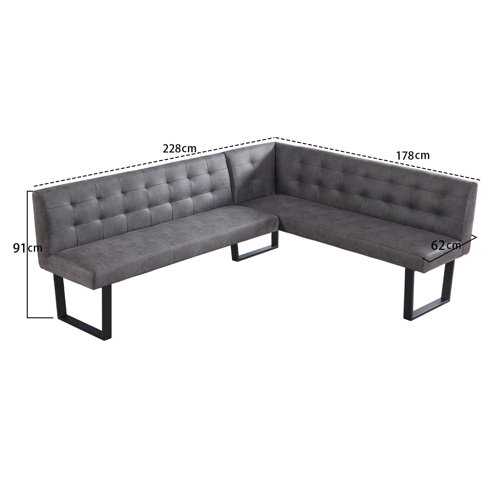 Jiexi Eckbank Ecksofa mit ausziehbarem Esstisch und Bank 228cm dickes Sitzkissen