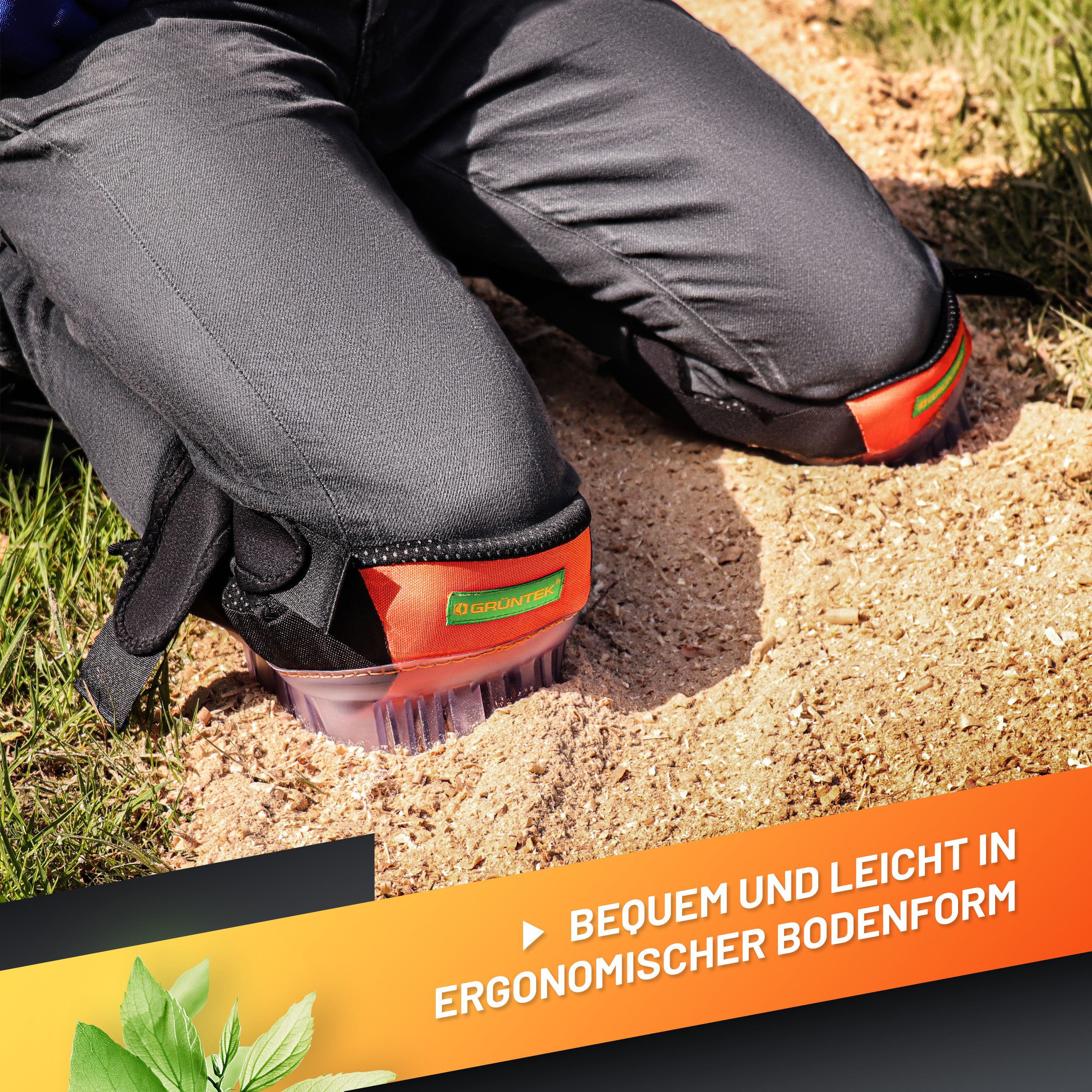 GRÜNTEK Knieprotektor Kniepolster mit Kunststoff-Hartschalen, 2 Strips, Kniekissen (Set, 2-tlg., 2-tlg. für Garten Handwerk Zuhause, Fliesen Laminat Parkett ver – Bild 4 von 5