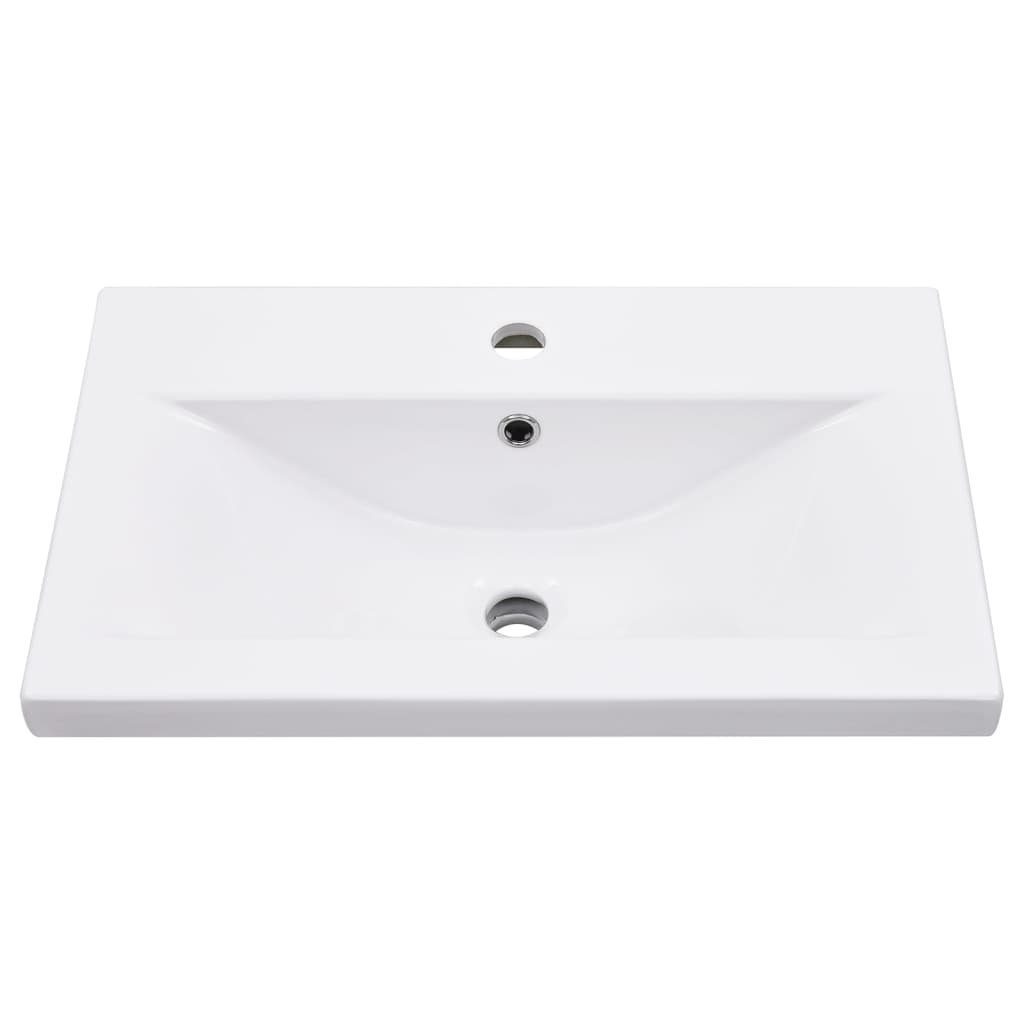vidaXL Badezimmerspiegelschrank Badezimmer-Waschtischgestell mit Waschbecken Eisen (1-St) Weiß