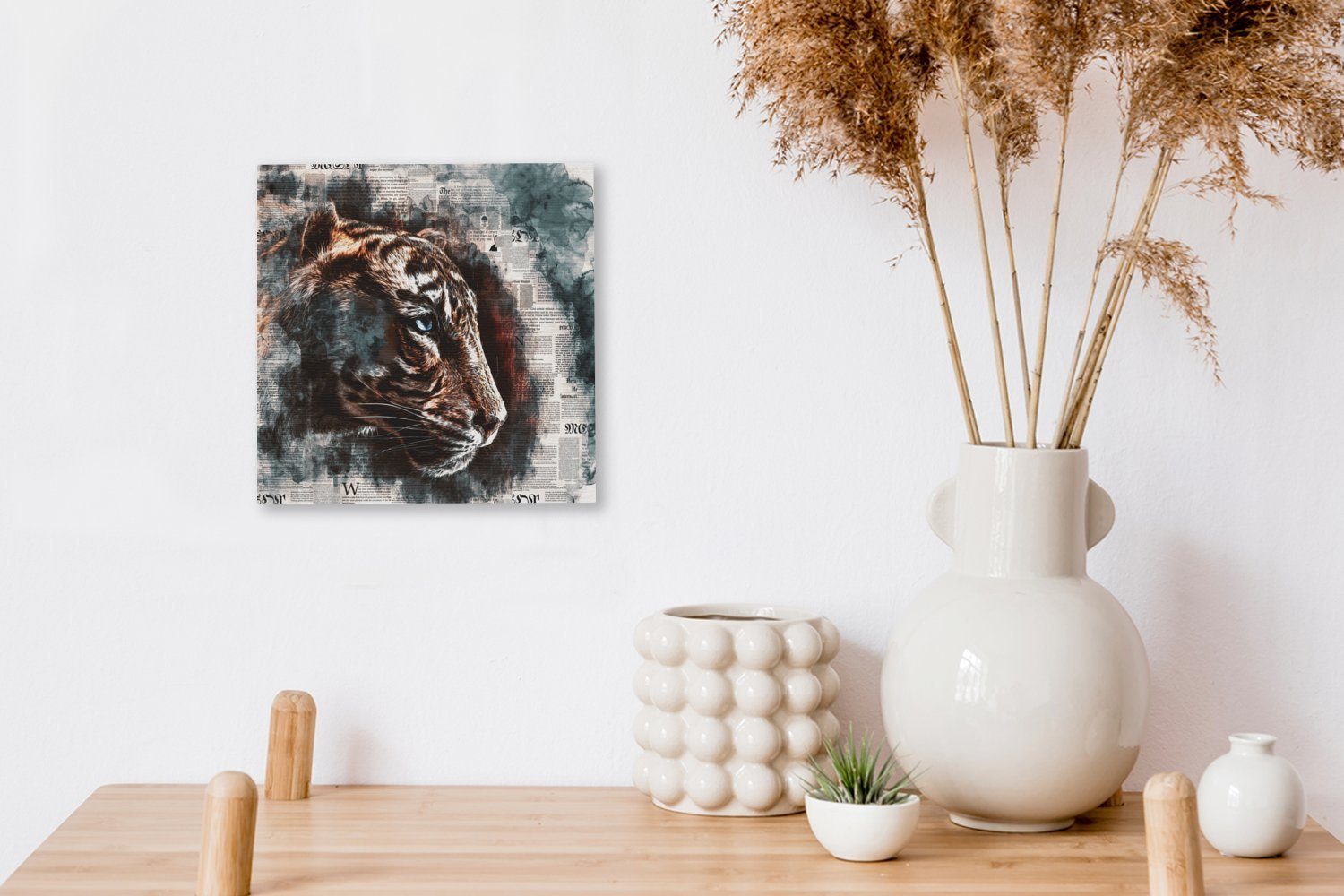 Bilder - Tiger (1 Kunst, Zeitung Leinwand OneMillionCanvasses® St), Wohnzimmer - Leinwandbild für Schlafzimmer