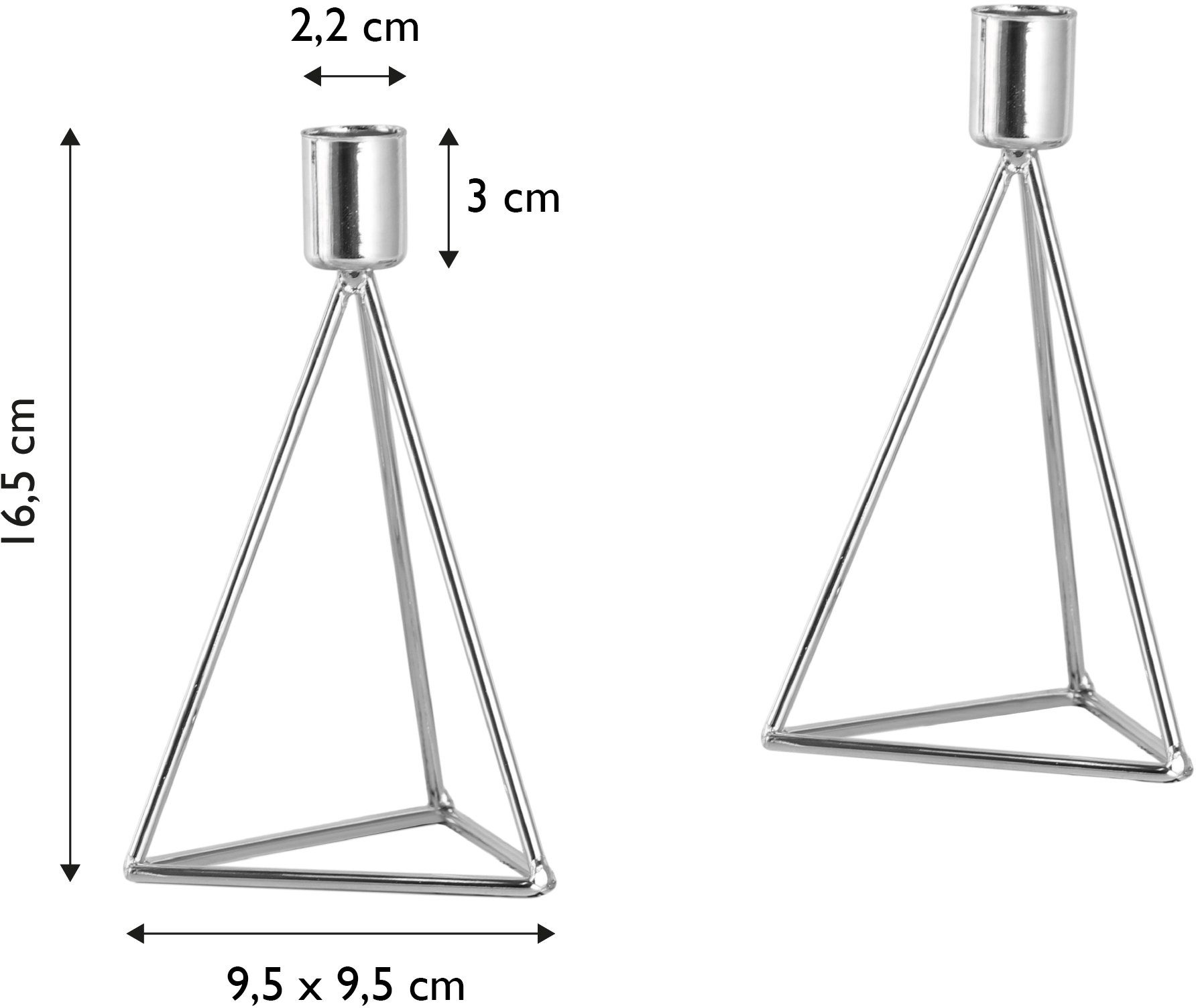 ECHTWERK Teelichthalter Modern Small, Kerzenhalter aus 2 (Set, cm silberfarben Weihnachtsdeko ca. moderner St), Kerzenständer, 16,5 Eisen, Höhe