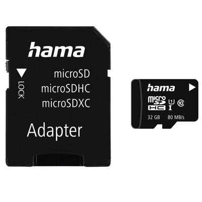 Hama microSDHC 16GB Class 10 UHS-I 80MB/s + Adapter/Foto Speicherkarte (32 GB, UHS-I Class 10, 80 MB/s Lesegeschwindigkeit)
