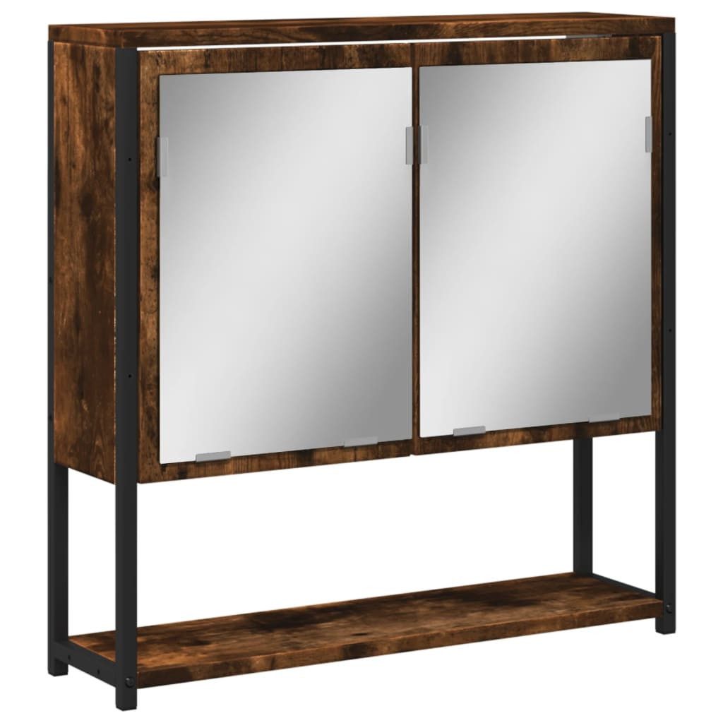 vidaXL Badezimmerspiegelschrank Bad-Spiegelschrank Räuchereiche 60x16x60 cm Holzwerkstoff (1-St)