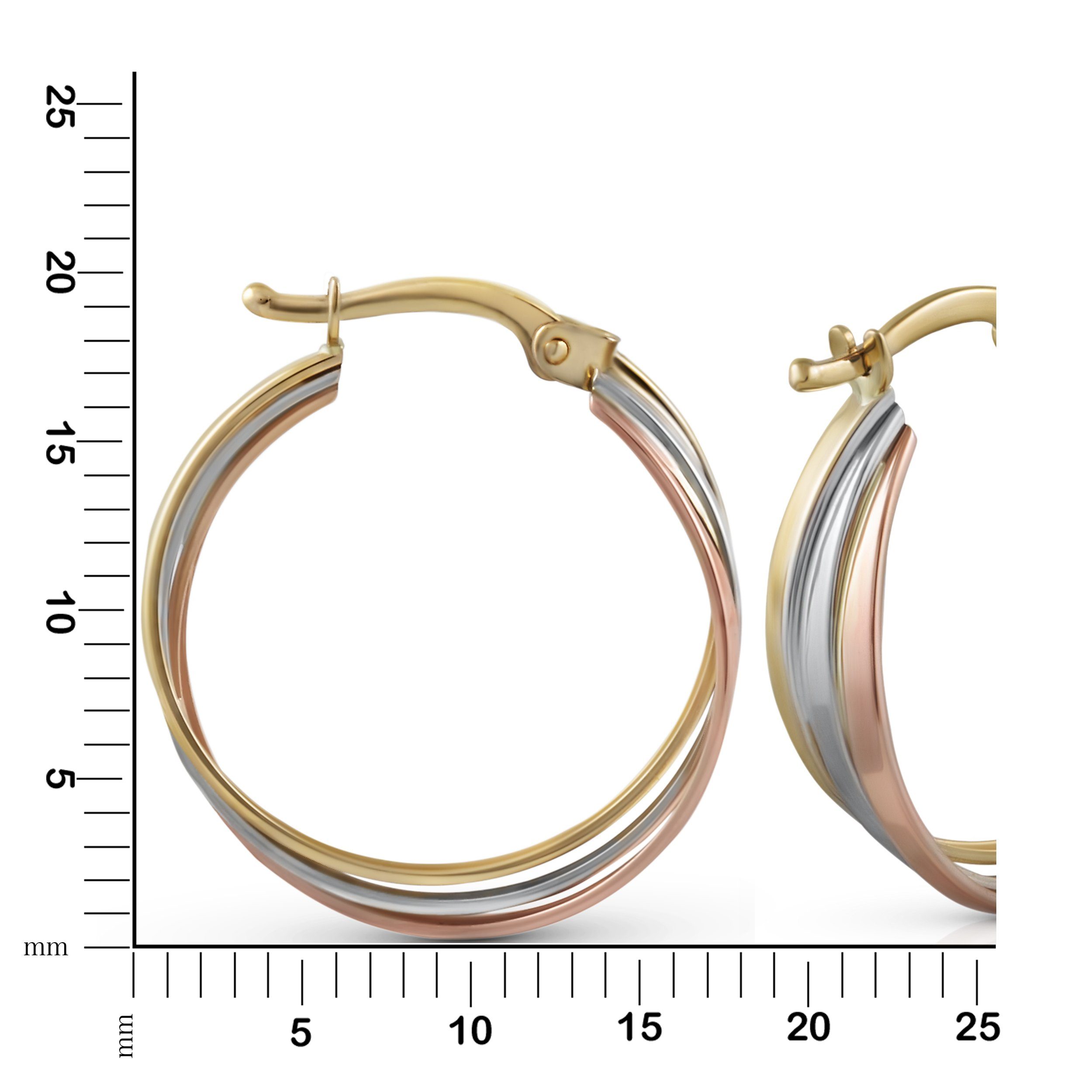 Fascination by Ellen K. Paar Creolen Gold 585 dreifarbig 20mm Durchmesser günstig online kaufen