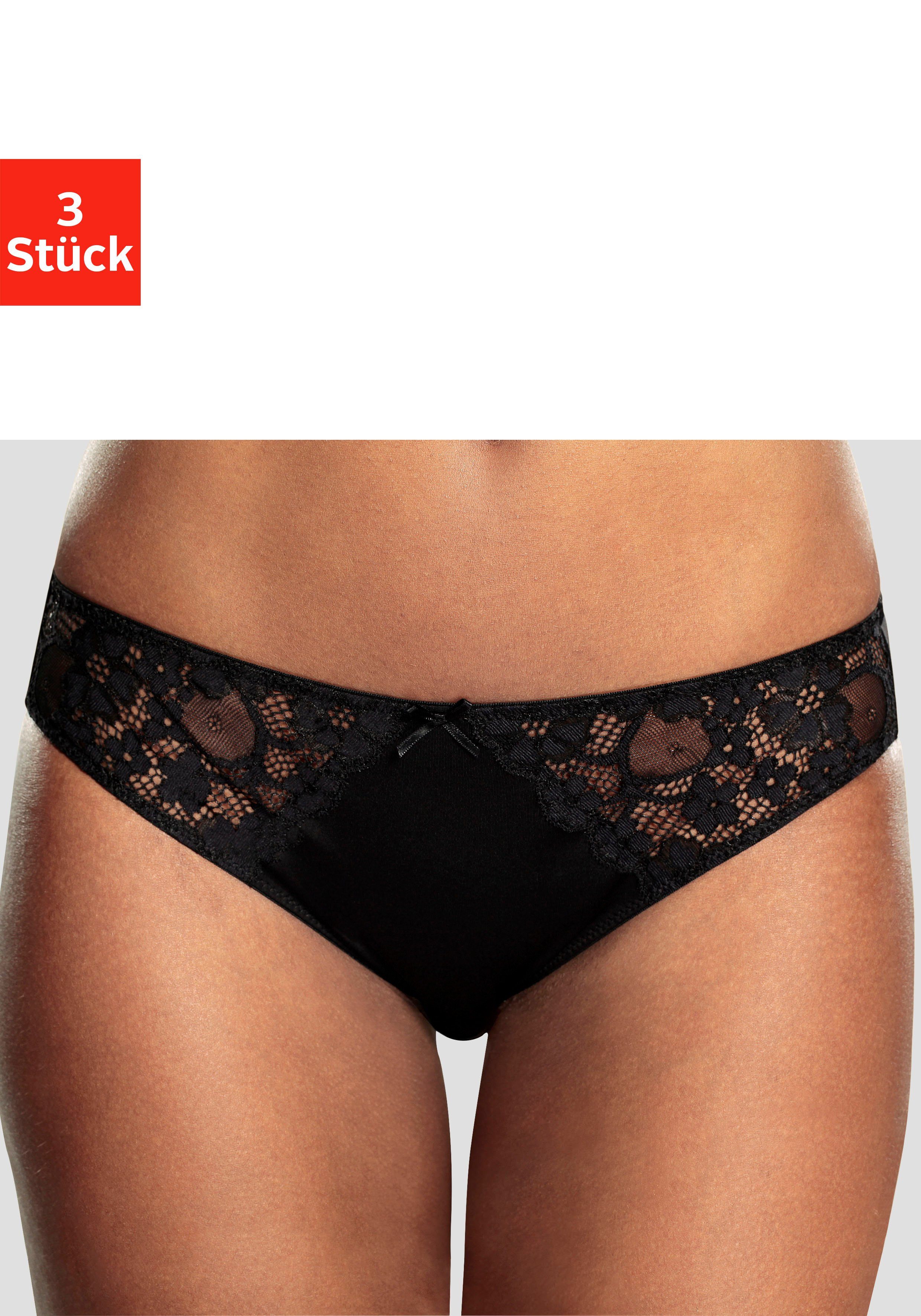 petite fleur by Lascana Slip (Packung, 3 Stück) mit leicht transparenter Jacquardspitze an den Seiten