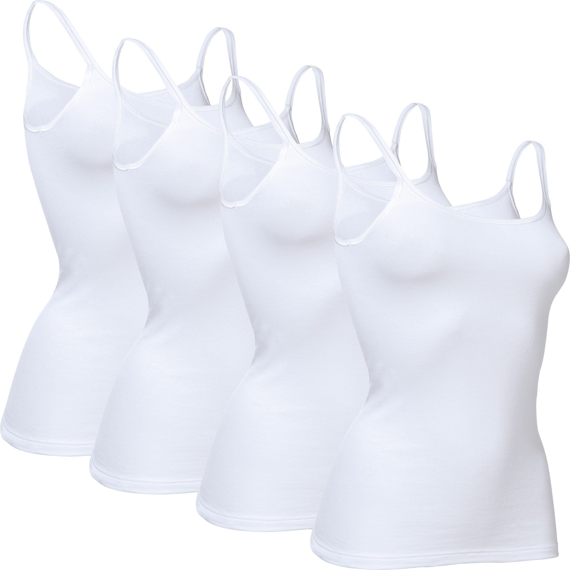 Uni 4er-Pack conta weiß Feinripp Unterhemd Damen-Unterhemd