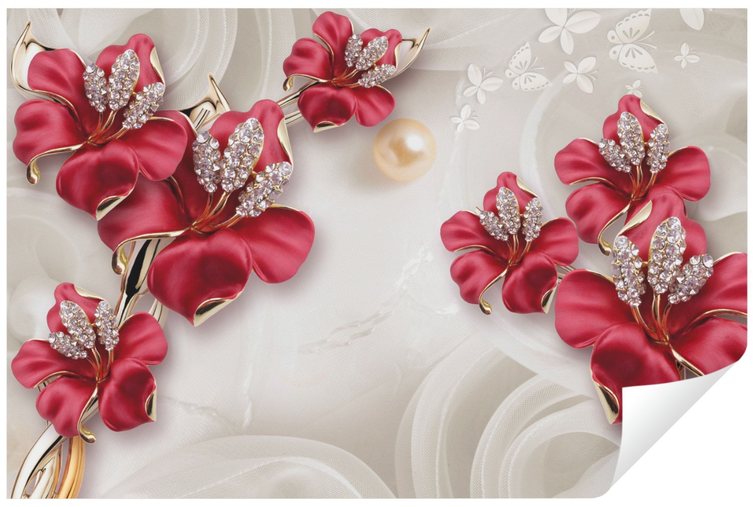 Wallarena Fototapete 3D EFFEKT Blumen Luxus Abstrakt Rosen Wohnzimmer Schla günstig online kaufen