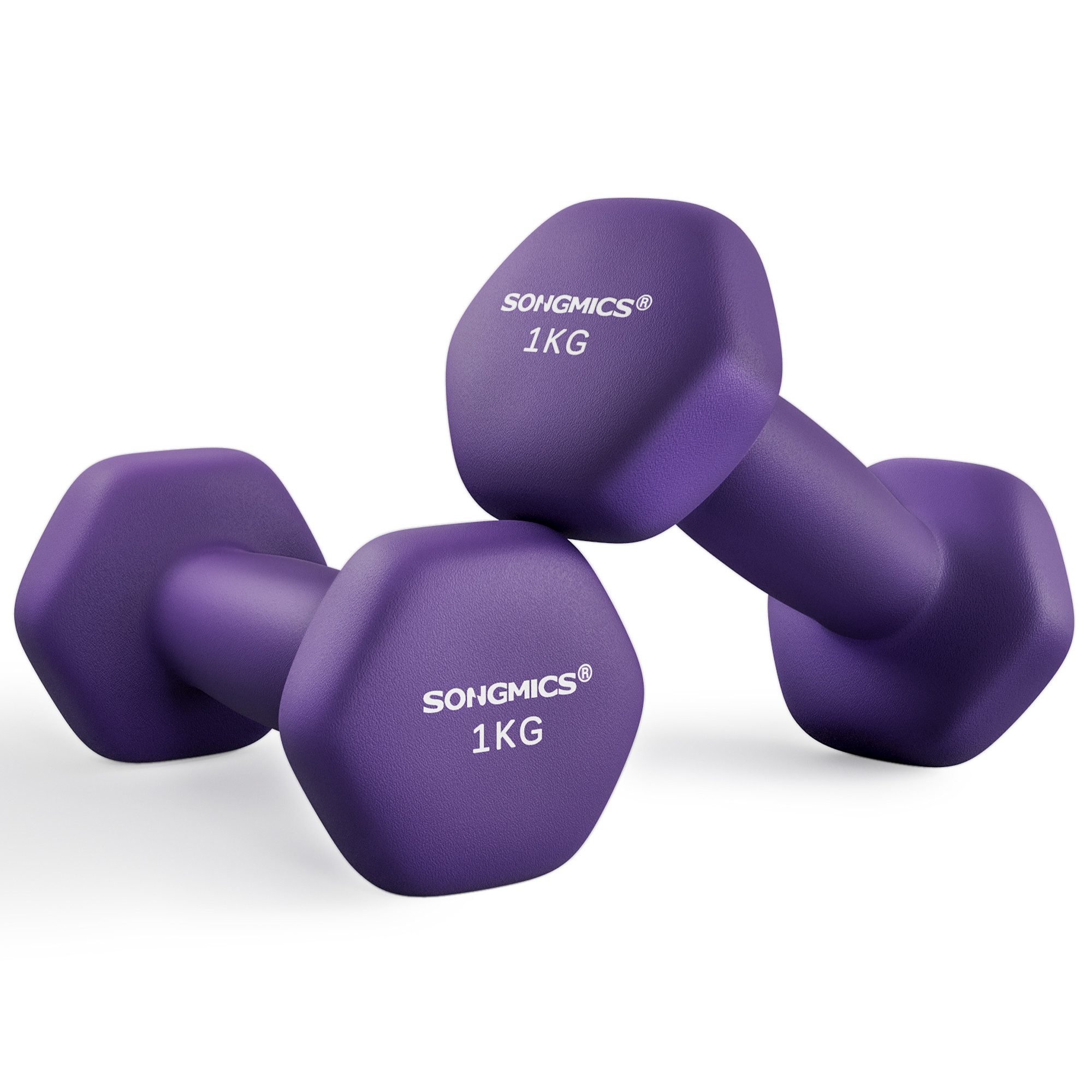 SONGMICS Kurzhantel Hantelset, Kurzhanteln, Hexagon, Neopren-Beschichtung, für Zuhause, (2er Set Neopren-Beschichtung, Hantelset, Kurzhanteln, Hexagon), 2 x 1 kg, Krafttraining, Workout, Fitnesstraining, für Zuhause