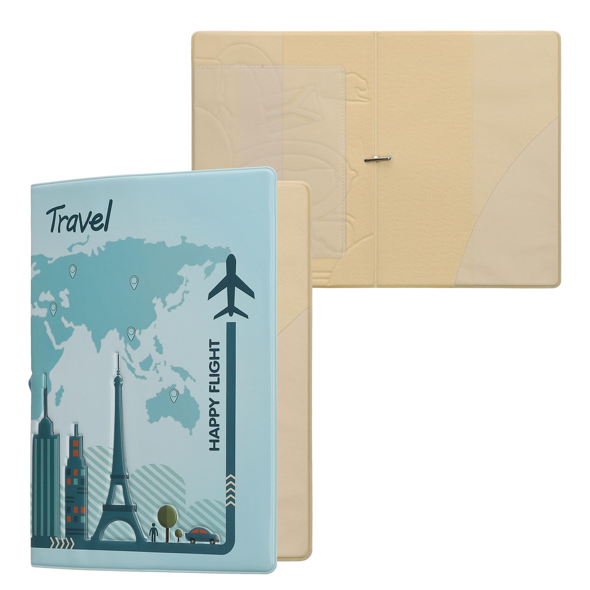 kwmobile Etui Reisepass Kunststoff Schutzhülle Ausweis Hülle Impfpass Schutz, Cover Reisepasshülle Ausweishülle in Guten Flug Design