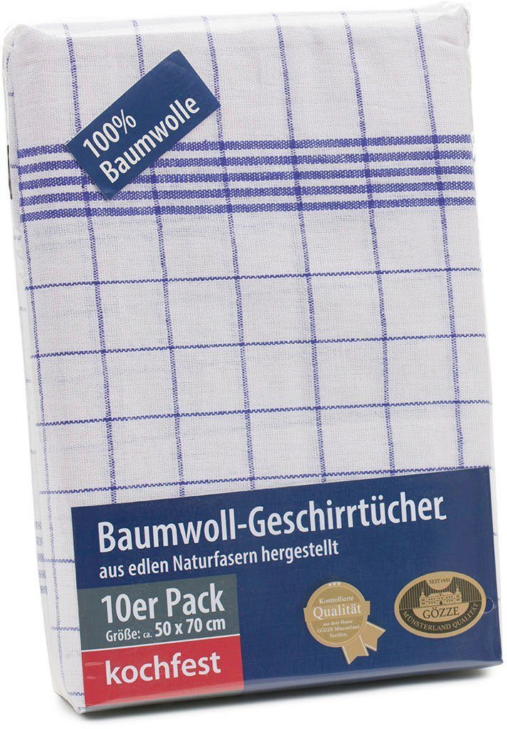 Gözze Geschirrtuch Geschirrtücher, Des. 60041 Karo, (Set, 10-tlg), aus 100% Baumwolle