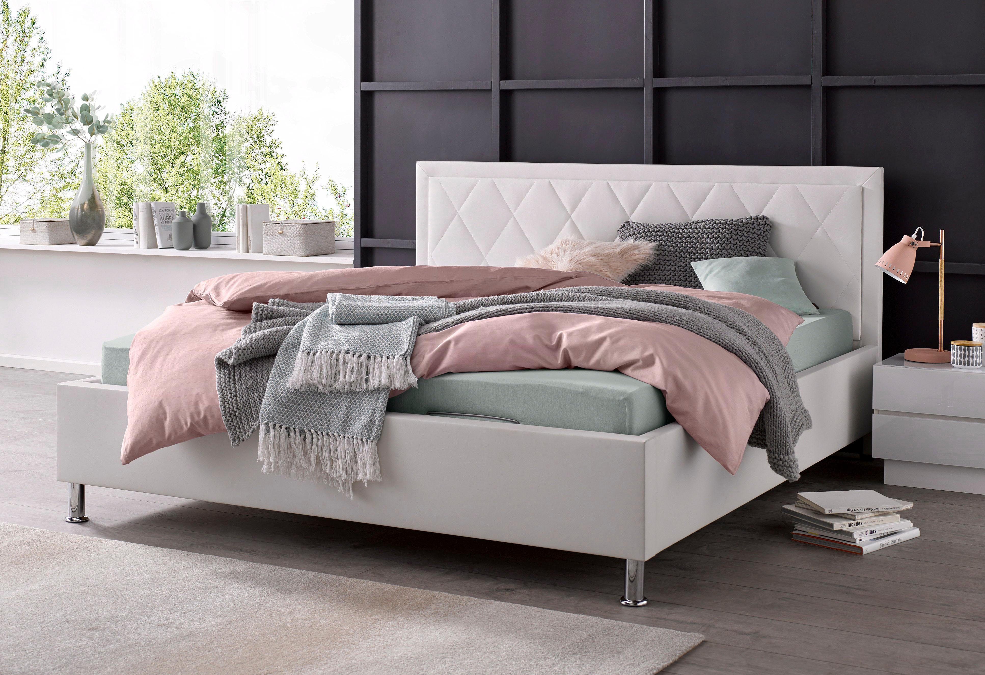 ATLANTIC HOME COLLECTION Polsterbett JOHANNA mit Lattenrost und Bettkasten, Kunstlederbezug
