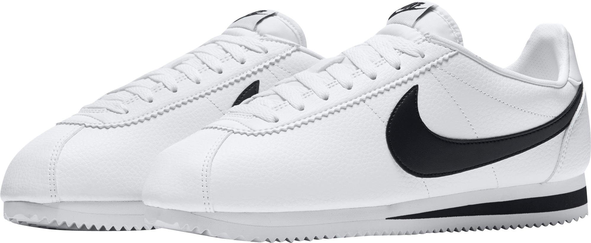 nike white and black classic cortez leather sneakers