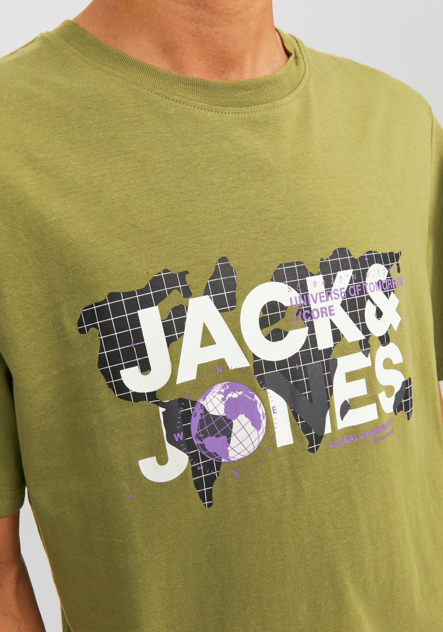 Jack JCODUST NOOS NECK SS Jones TEE & Rundhalsshirt branch olive CREW