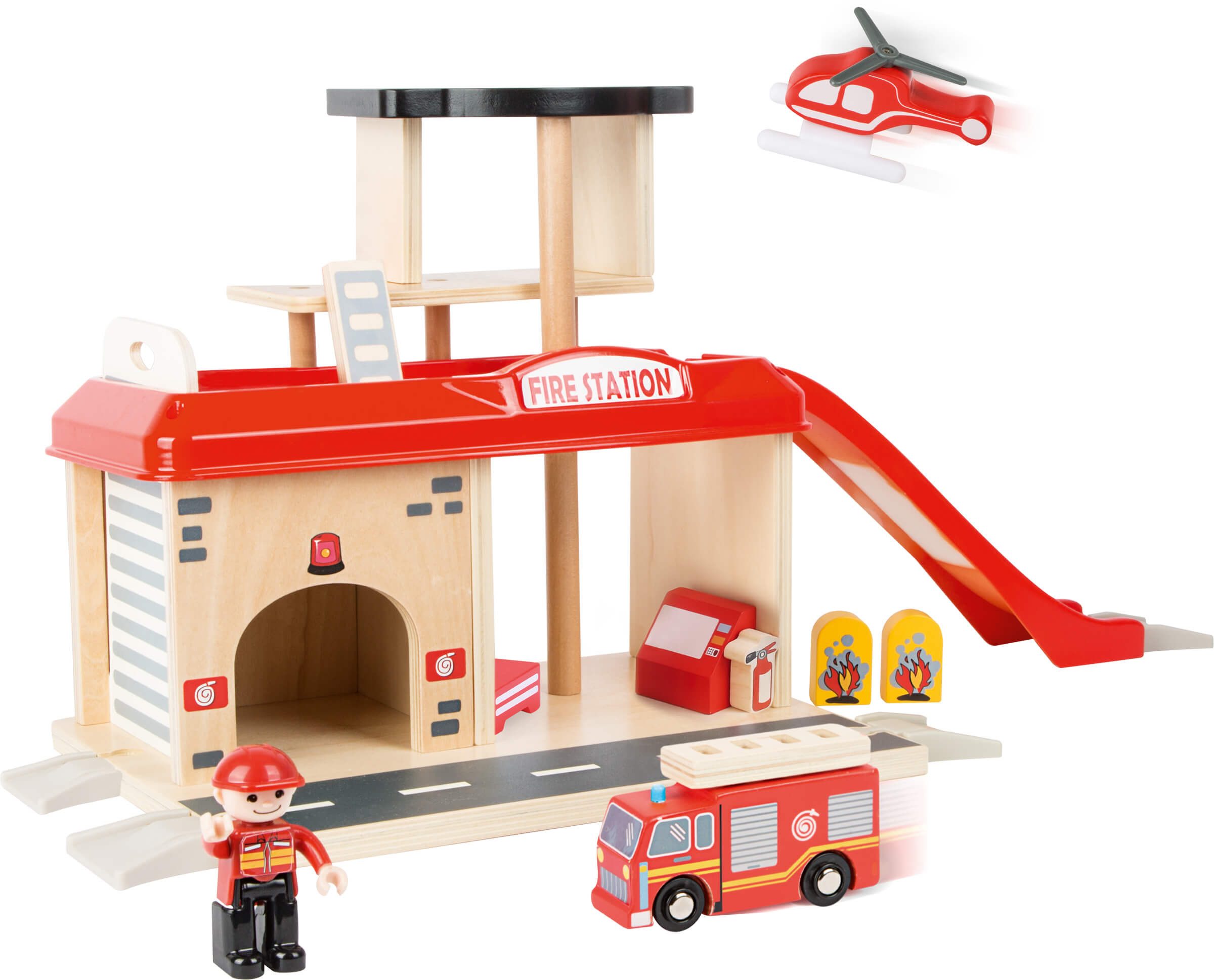 Small Foot Spiel-Polizeistation Feuerwehrwache mit Zubehör