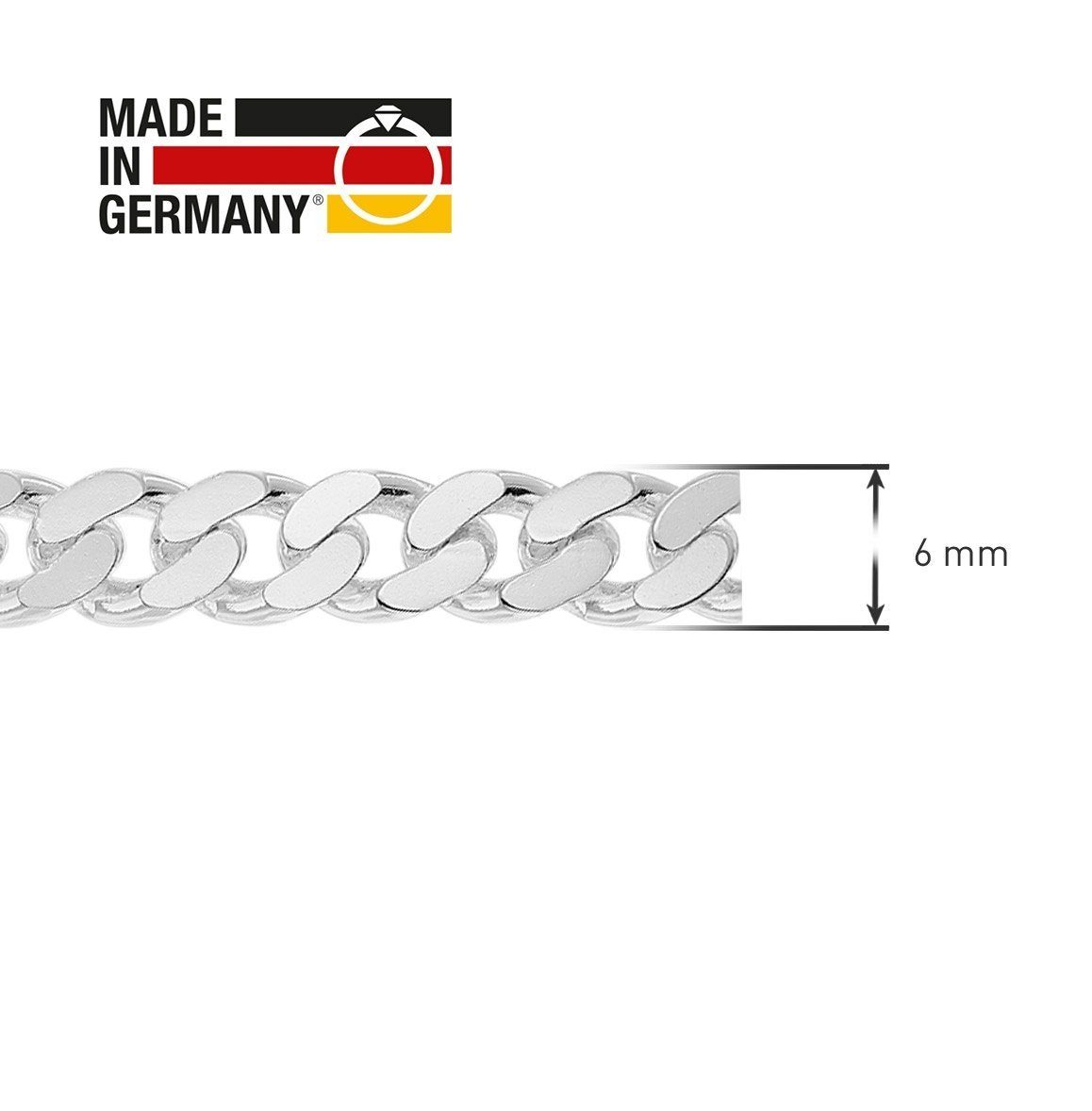 925 Breite trendor Panzerkette mm 6 Silber Flachpanzer